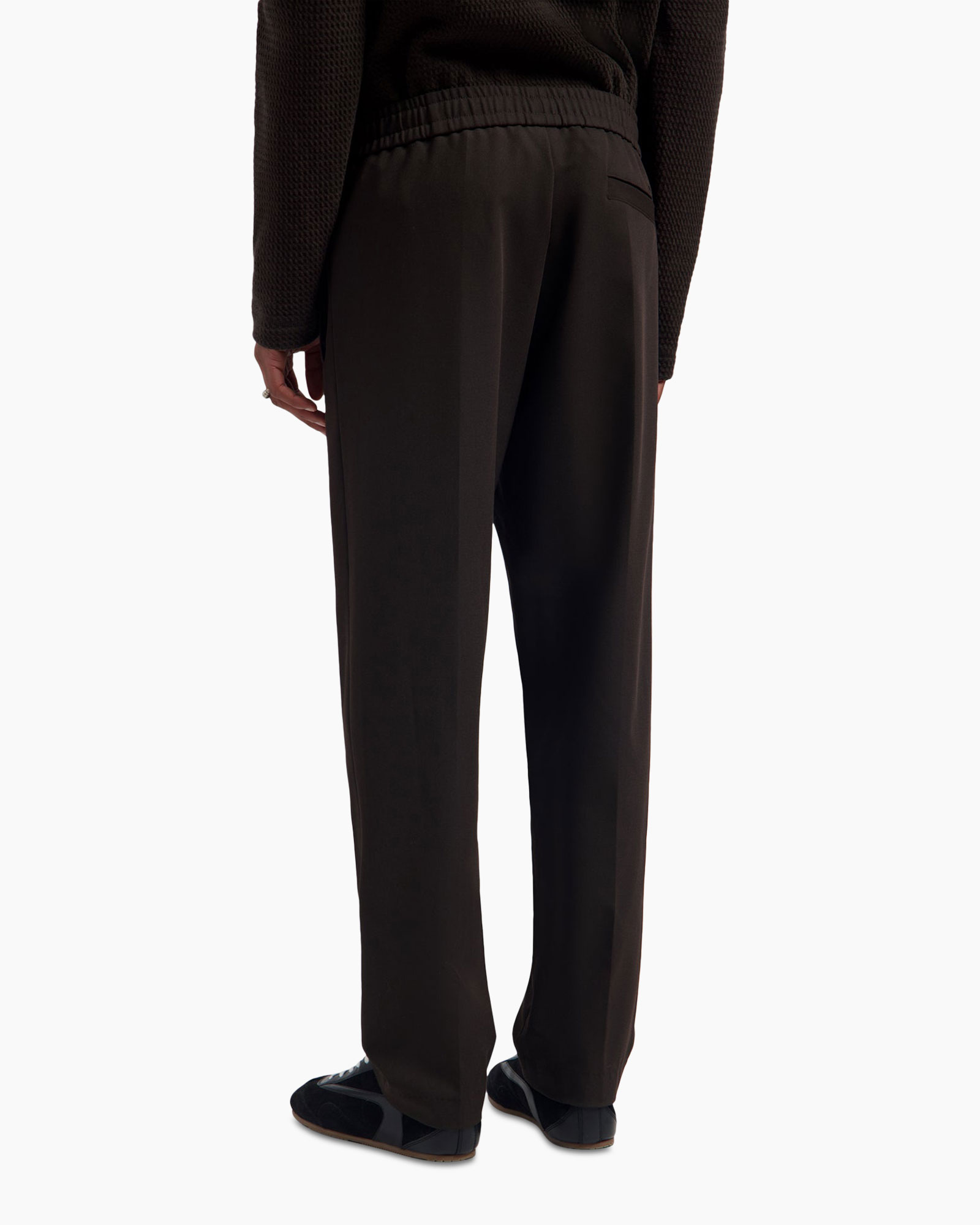 broek, broeken, zwart, elastische tailleband, casual kleding