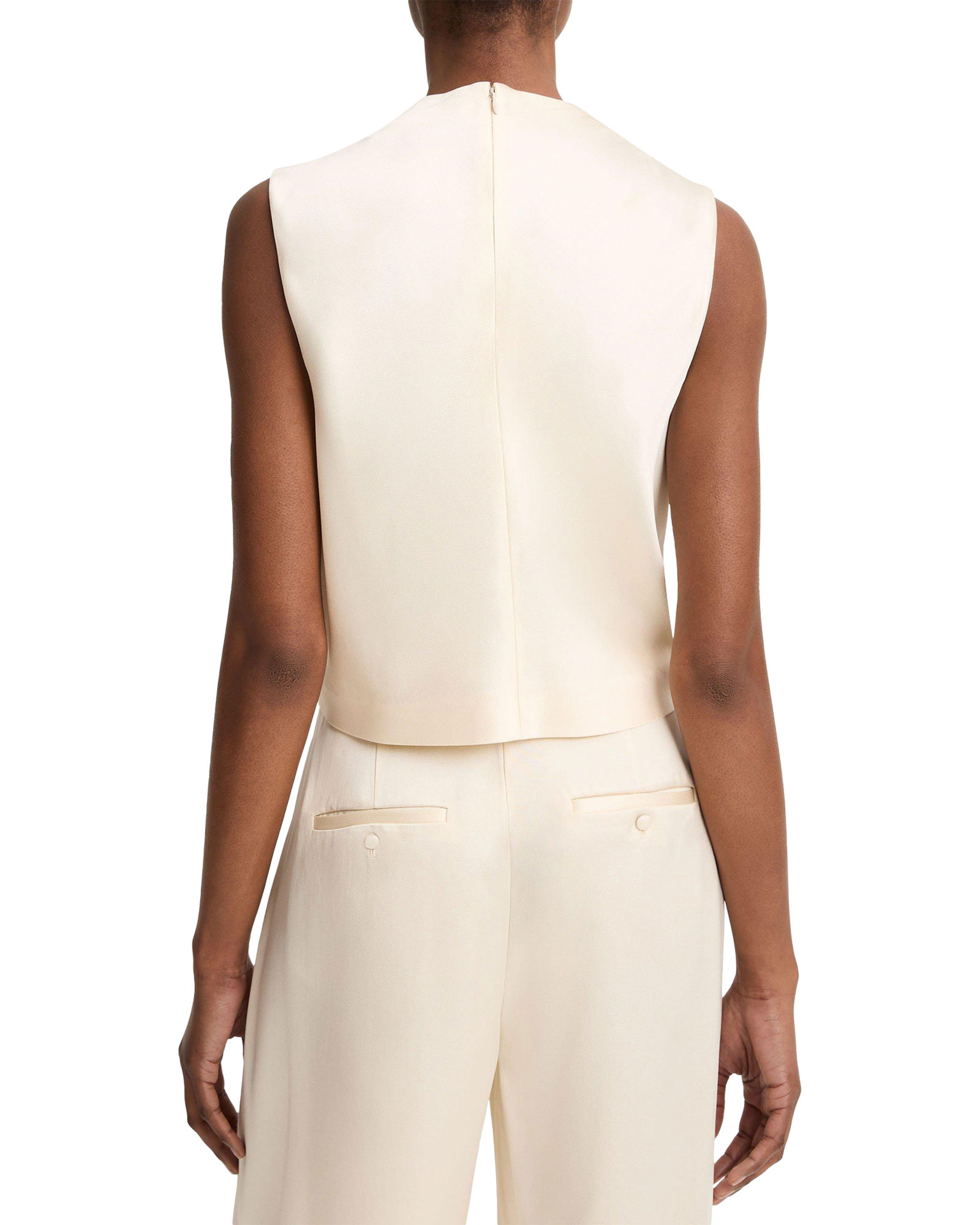 top, sleeveless, crepe, beige, pants-set