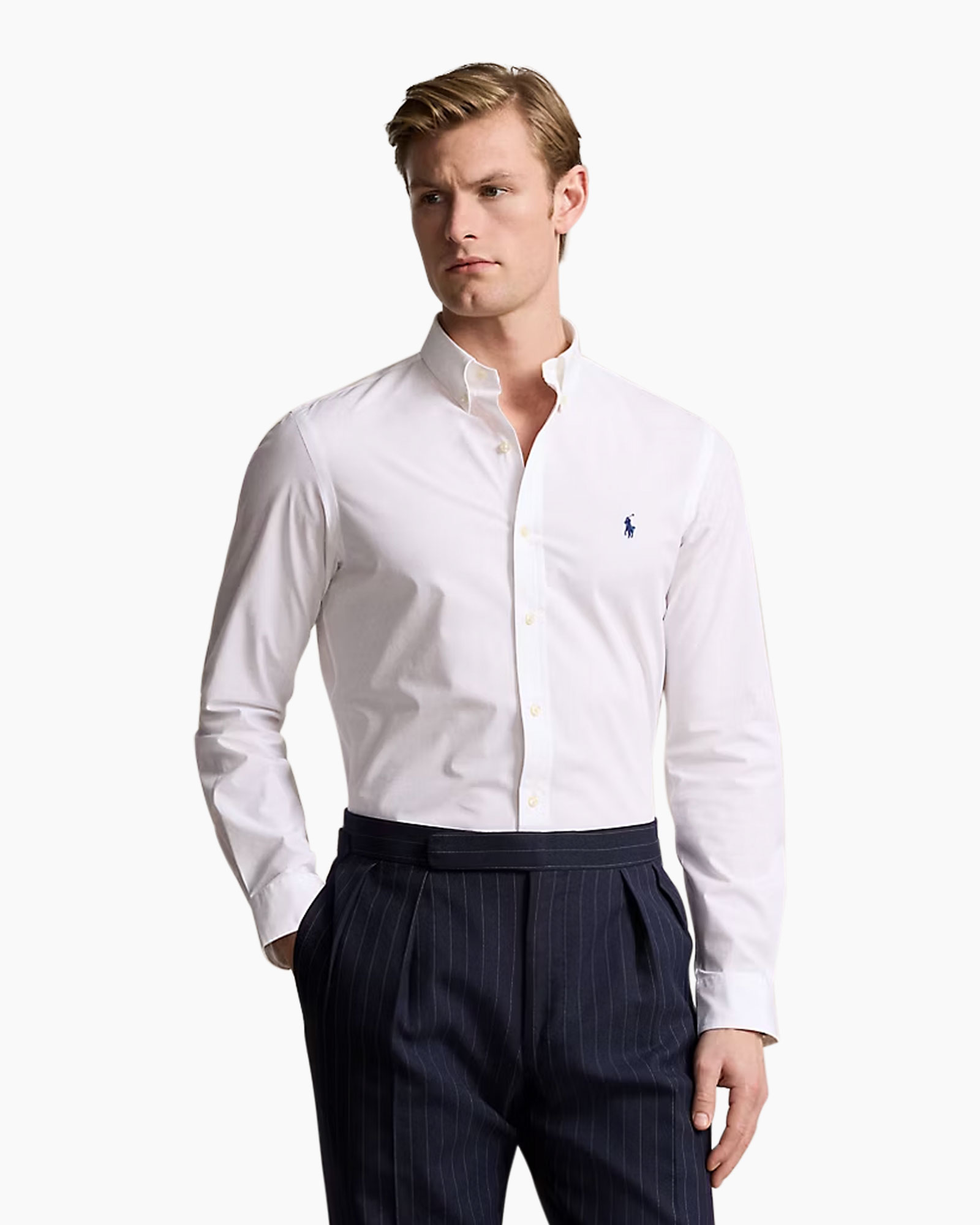 Overhemd Slim Fit Stretch Poplin Wit