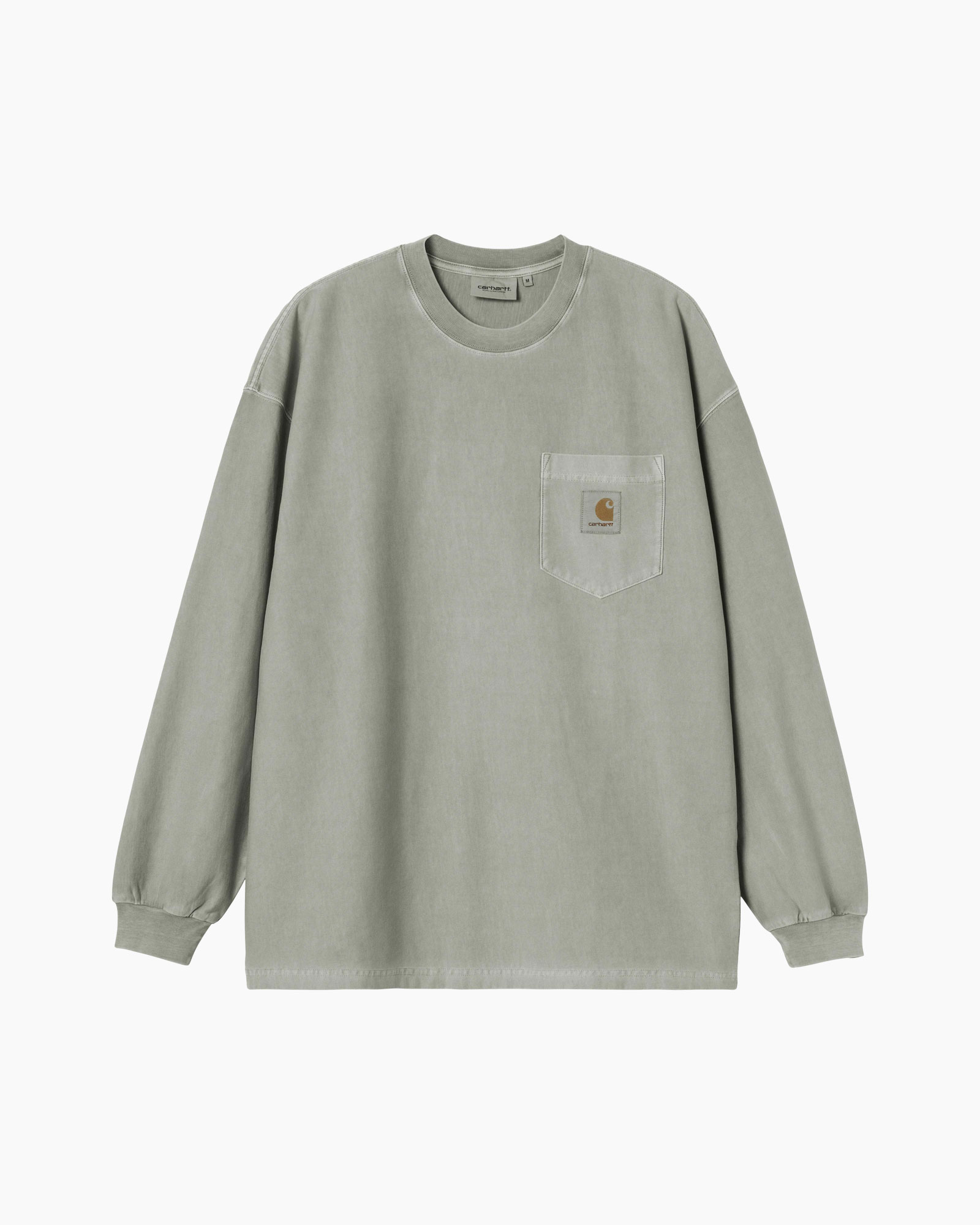 t-shirt, lange mouwen, linnen, salie groen, zak