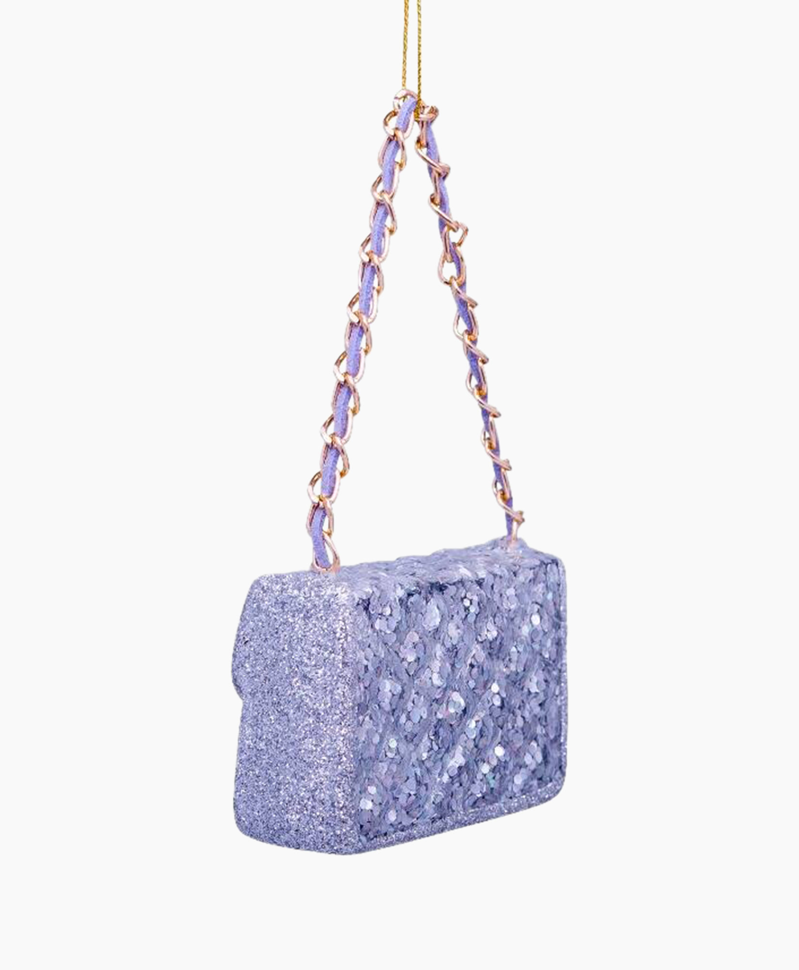Diversen Ornament Glass Silver Glitter Fashion Bag Zilver