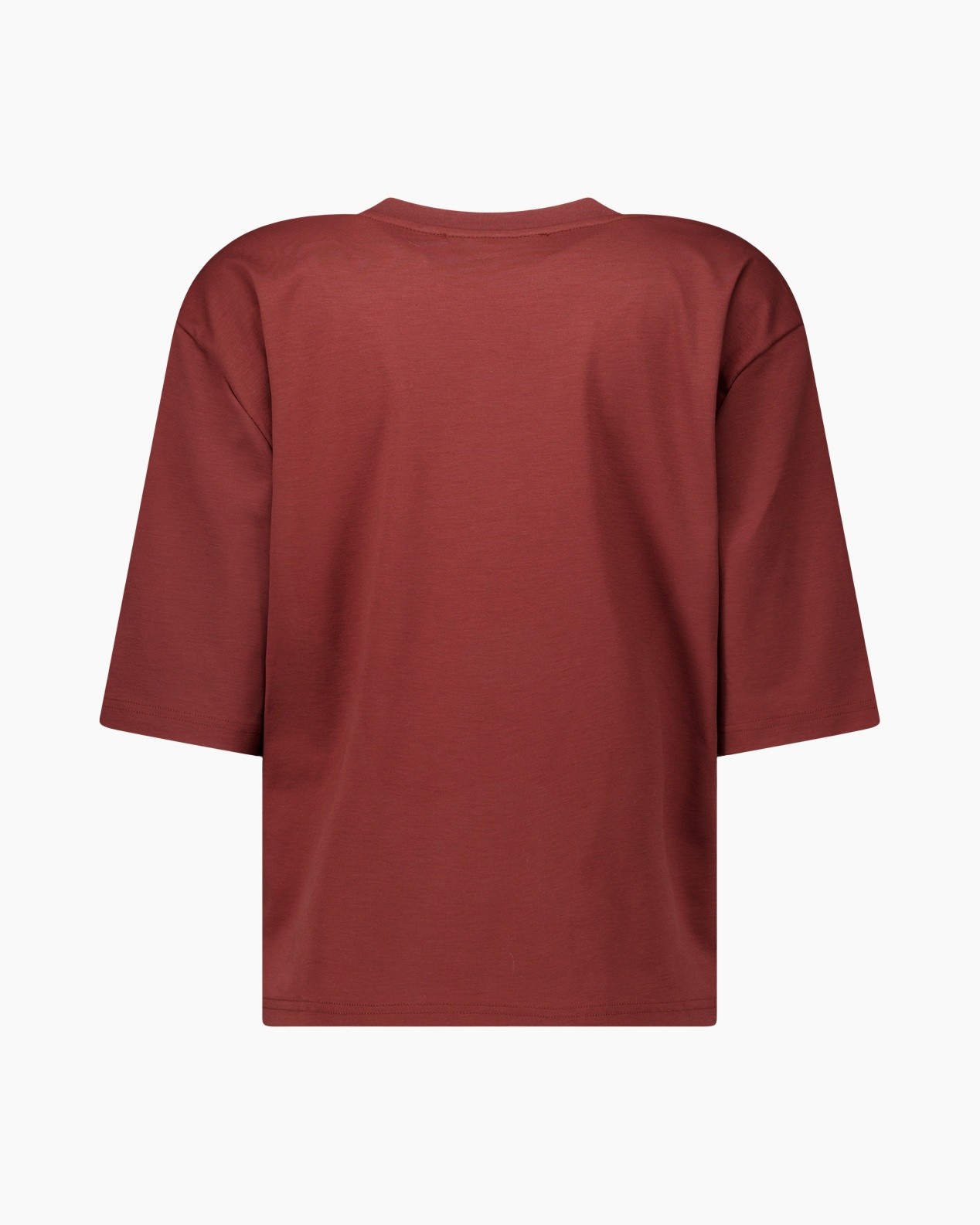 e-v-hals, korte mouwen, roodbruin, t-shirt, textuur?