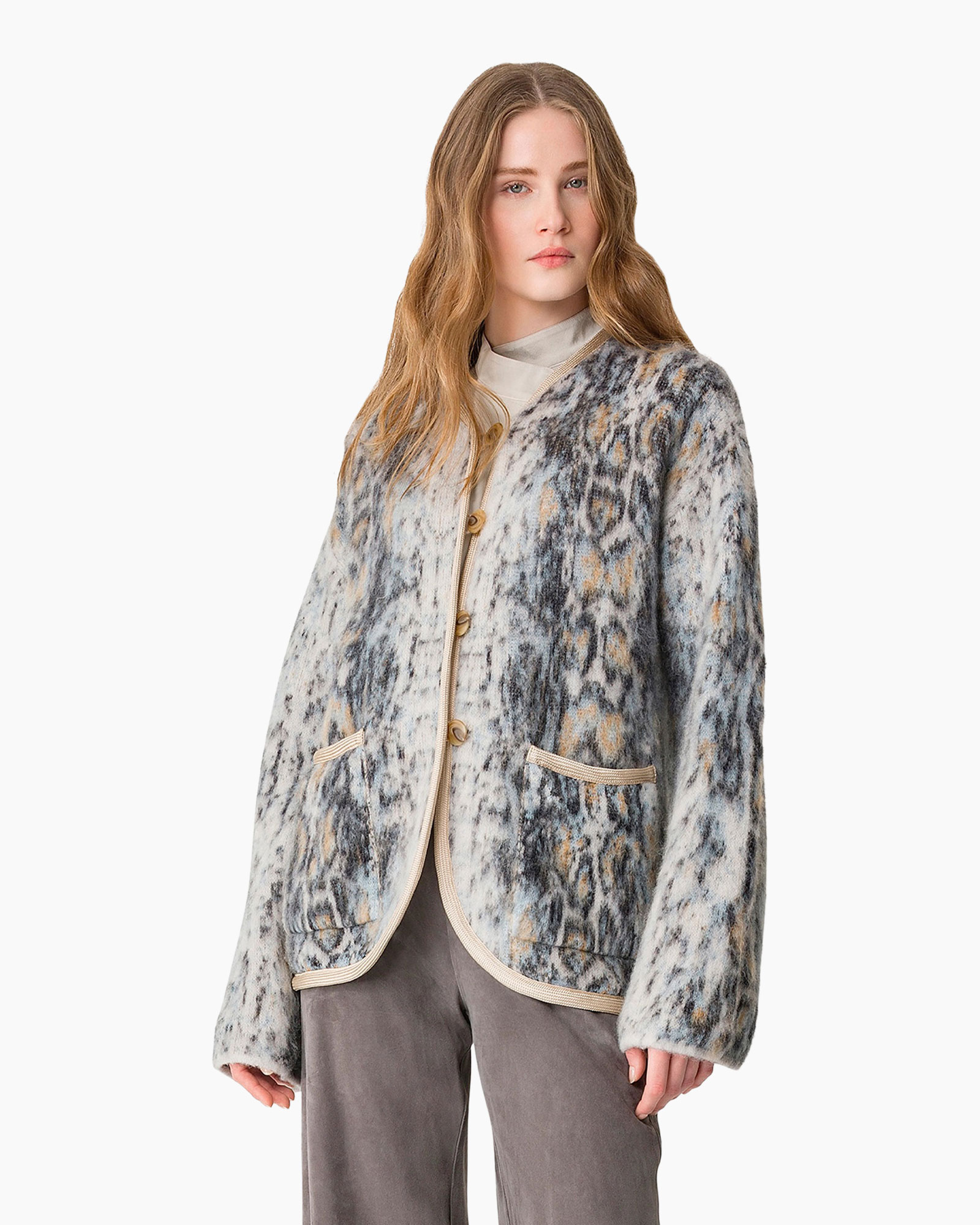 Vest Plumes De Python Alpaca Grijs