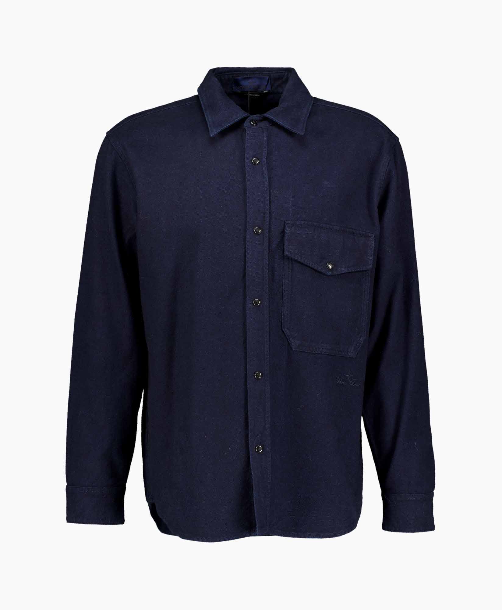 hemd, lange mouw, marineblauw, knopen shirt, zak
