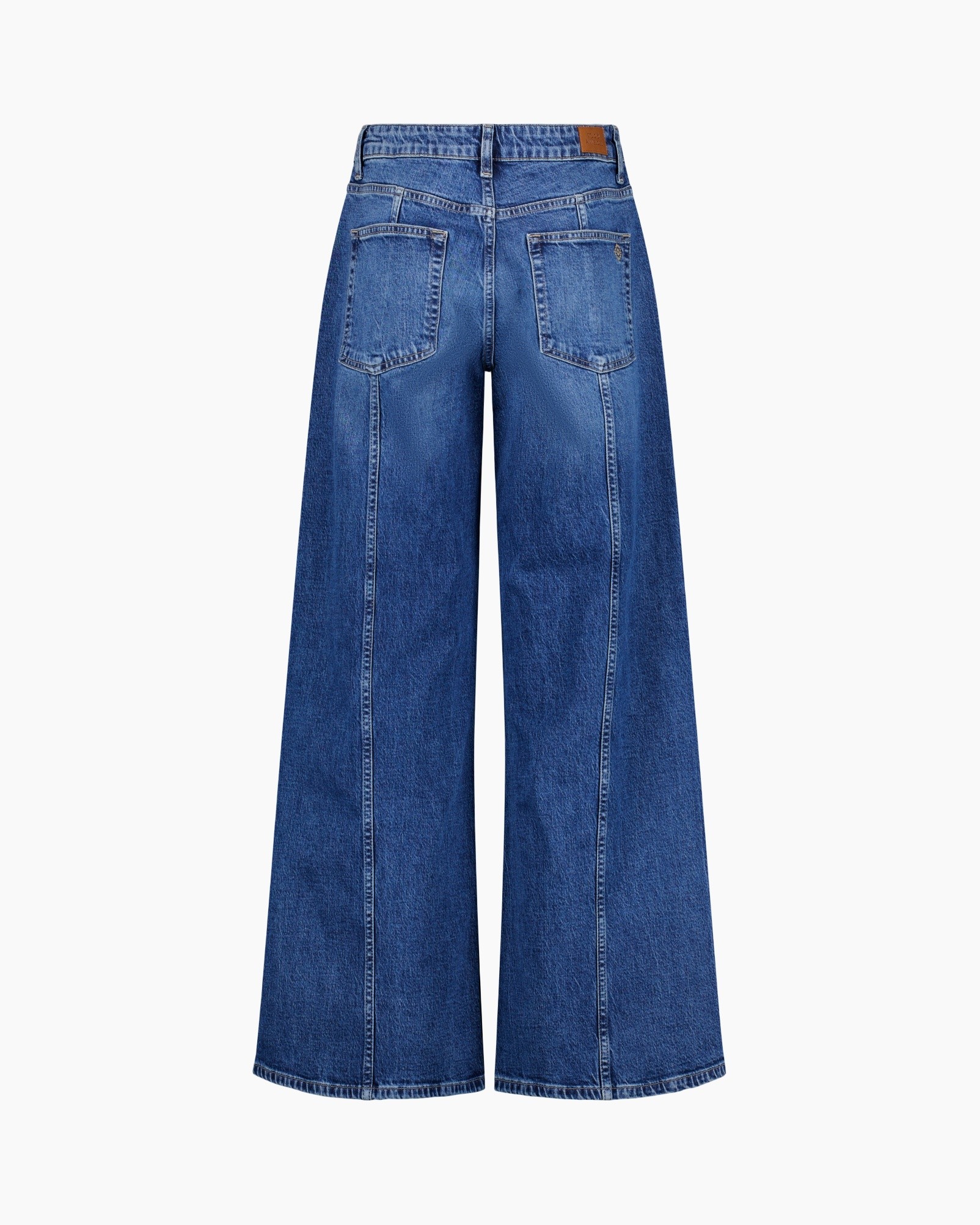 spijkerbroek, wijd, denim, broek, blauw