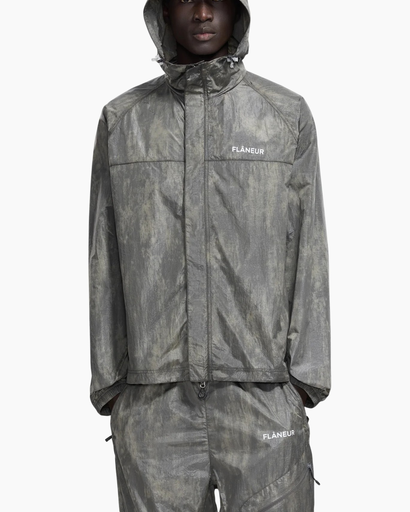 windbreaker, gewatteerde jas, capuchonjack, grijs, waterbestendig