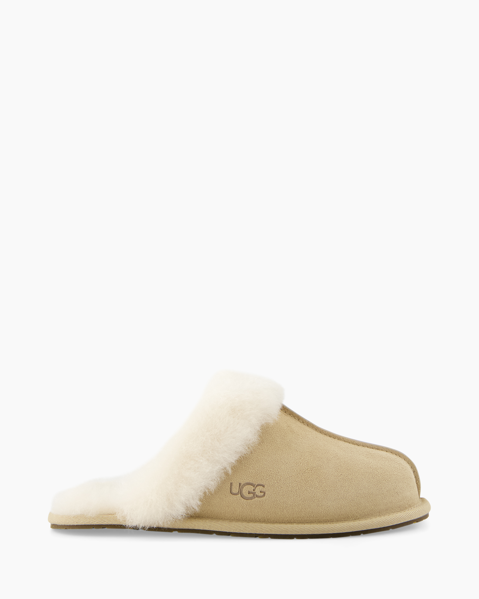 slippers, moccasin, shearling, beige, logo UGG