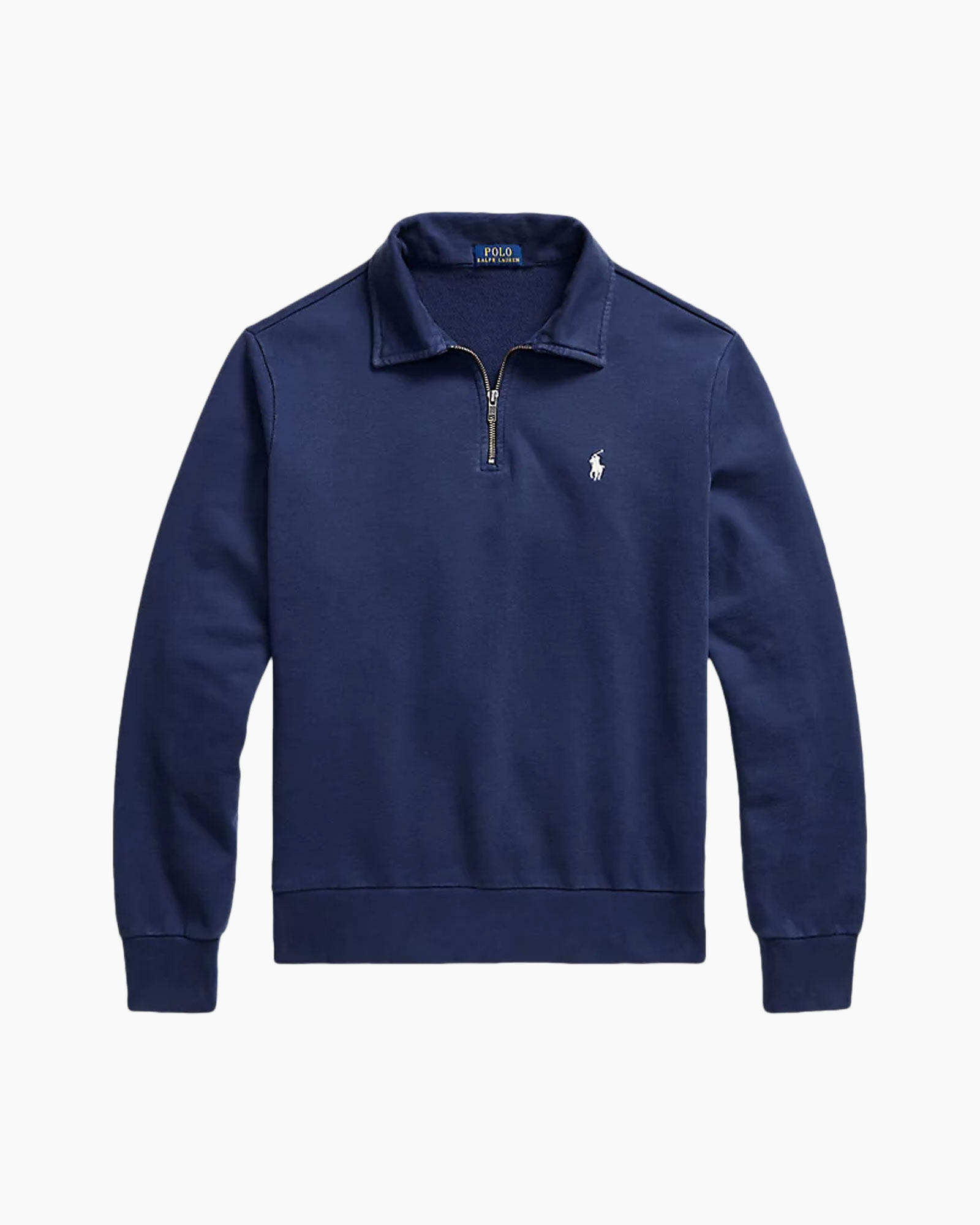 shirt polo, een rits, lange mouwen, donkerblauw, logo klein
