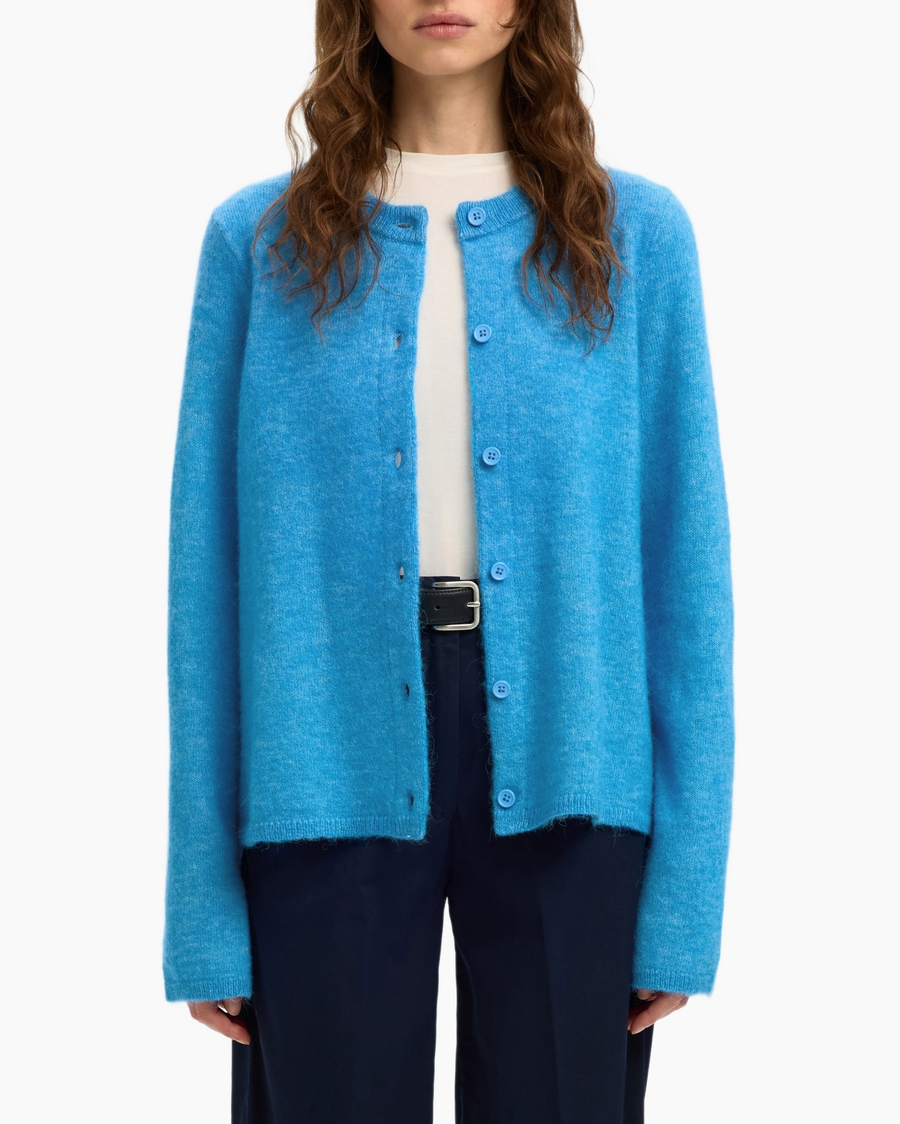 Vest Lulu New Ls Knit Cardigan Noos Blauw