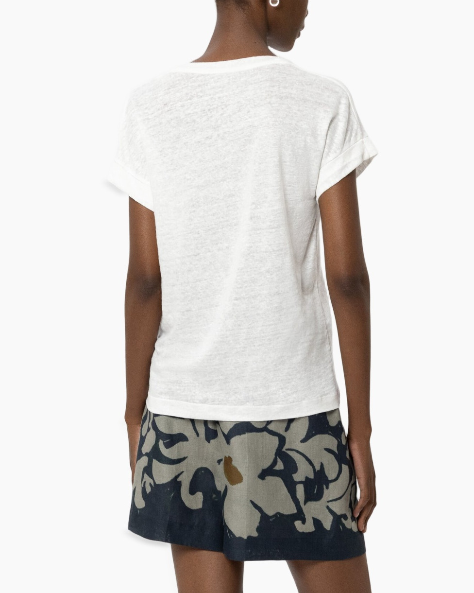 t-shirt, linen blend, short sleeves, white, drawstring shorts, camouflage shorts, waist tie, casual outfit, soft fabric, summer outfit