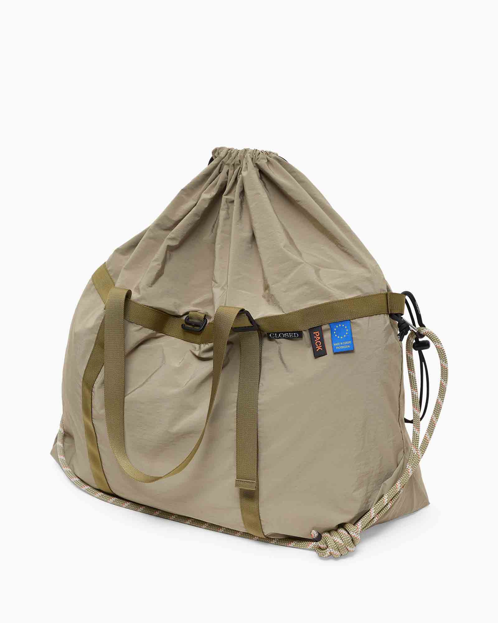 tas duffel, tan/kleur, carryall, schouderriem, koordslip