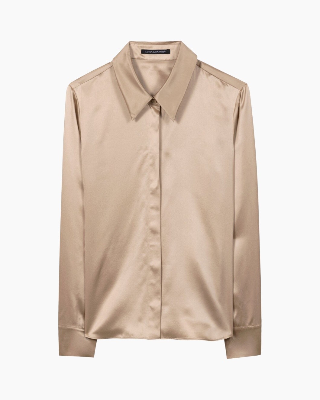 zijde, blouse, beige, kraag, lange_mouw