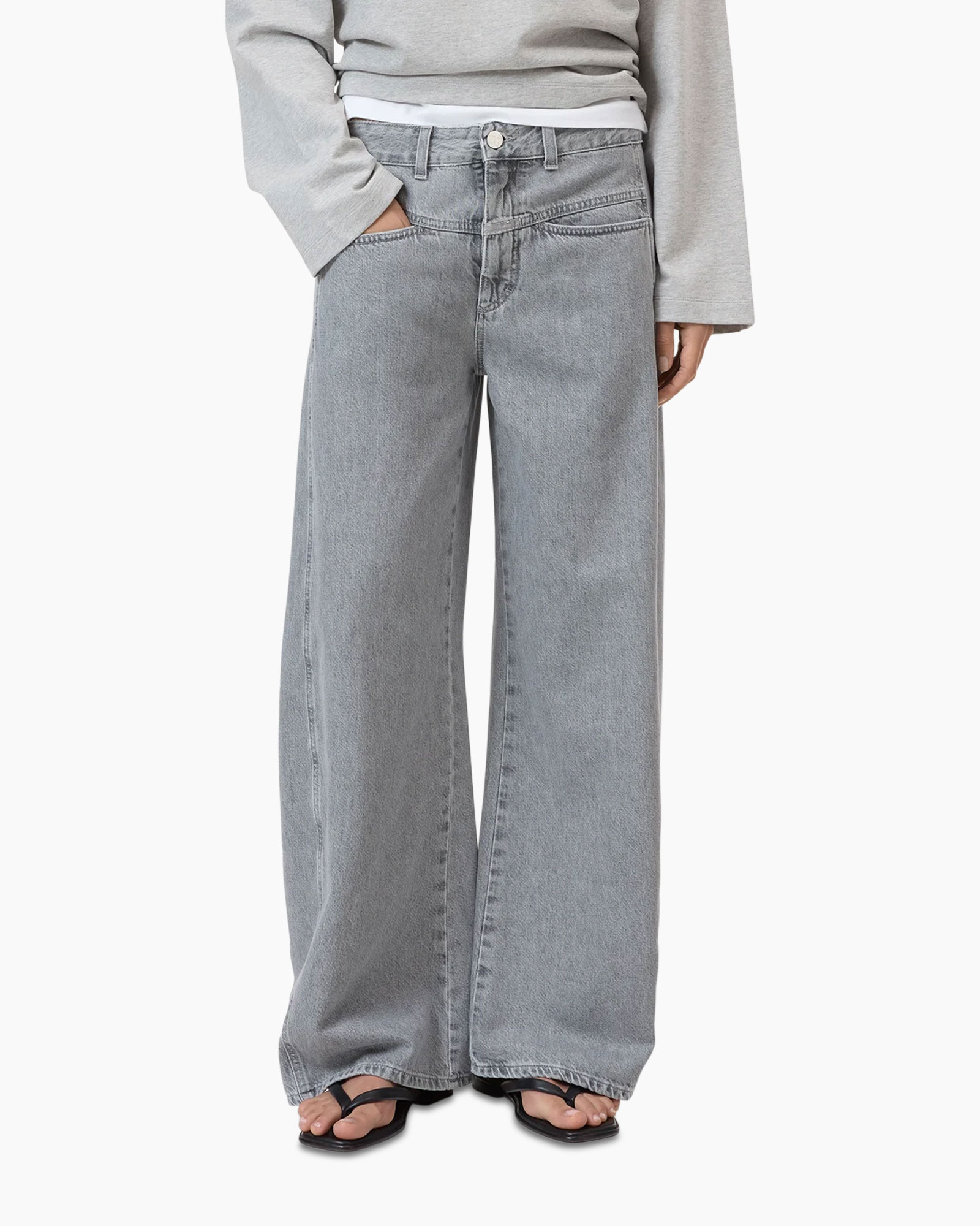 jeans, wide-leg, gray, denim, pants