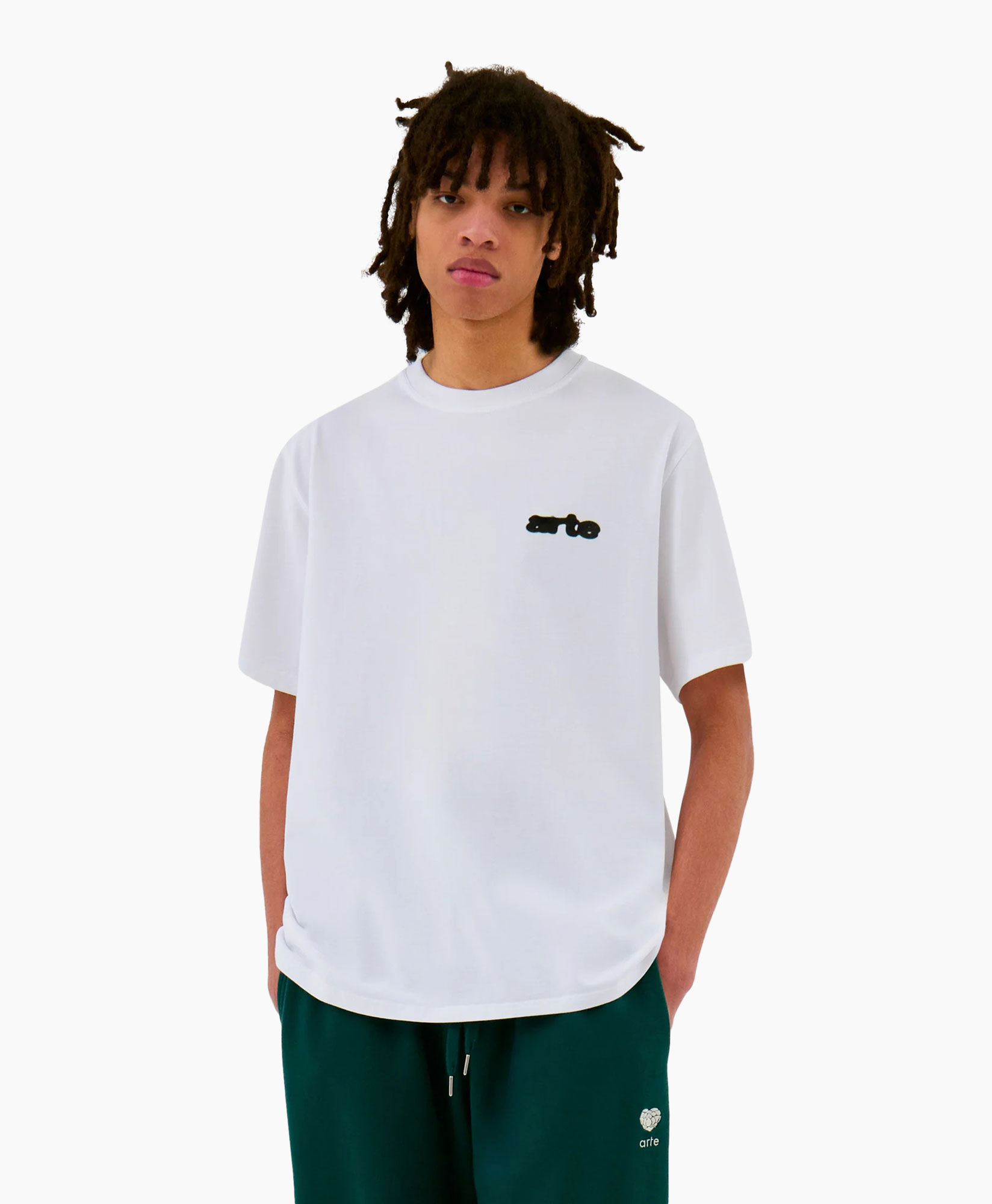 T-shirt Korte Mouw Blur Back Flower T-shirt Wit