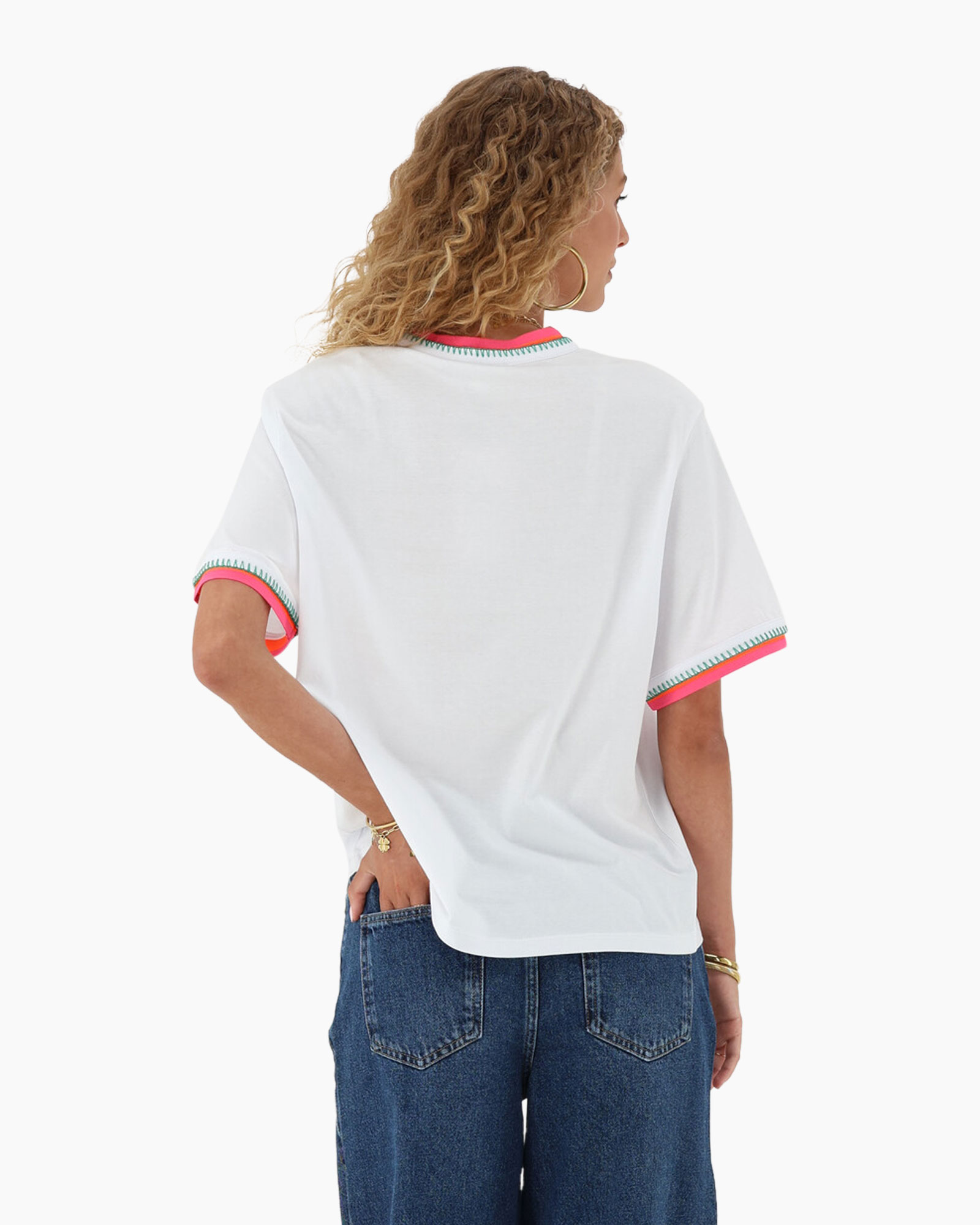 T-shirt Tee With Colored Tapes Wit