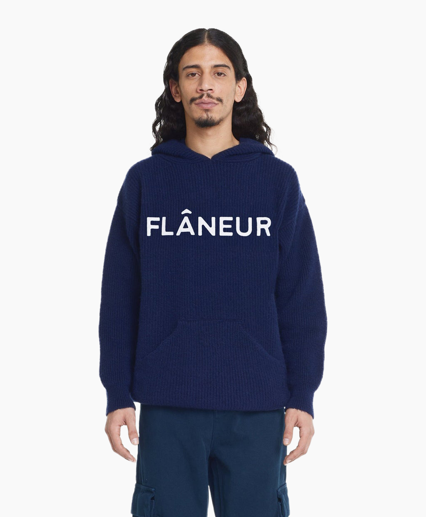 Hoodie Knitted Logo Hoodie Donker Blauw