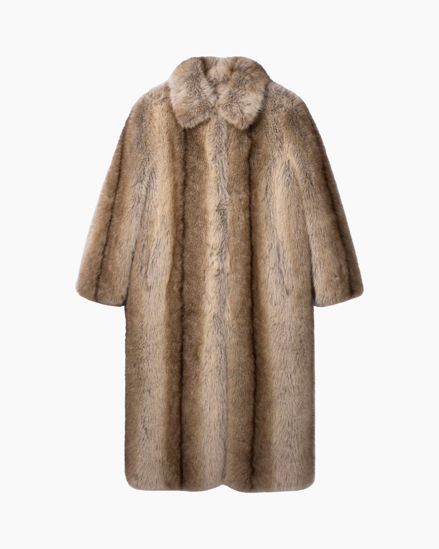 bontige jas, lang lang, bruin, kraag, manteau buiten