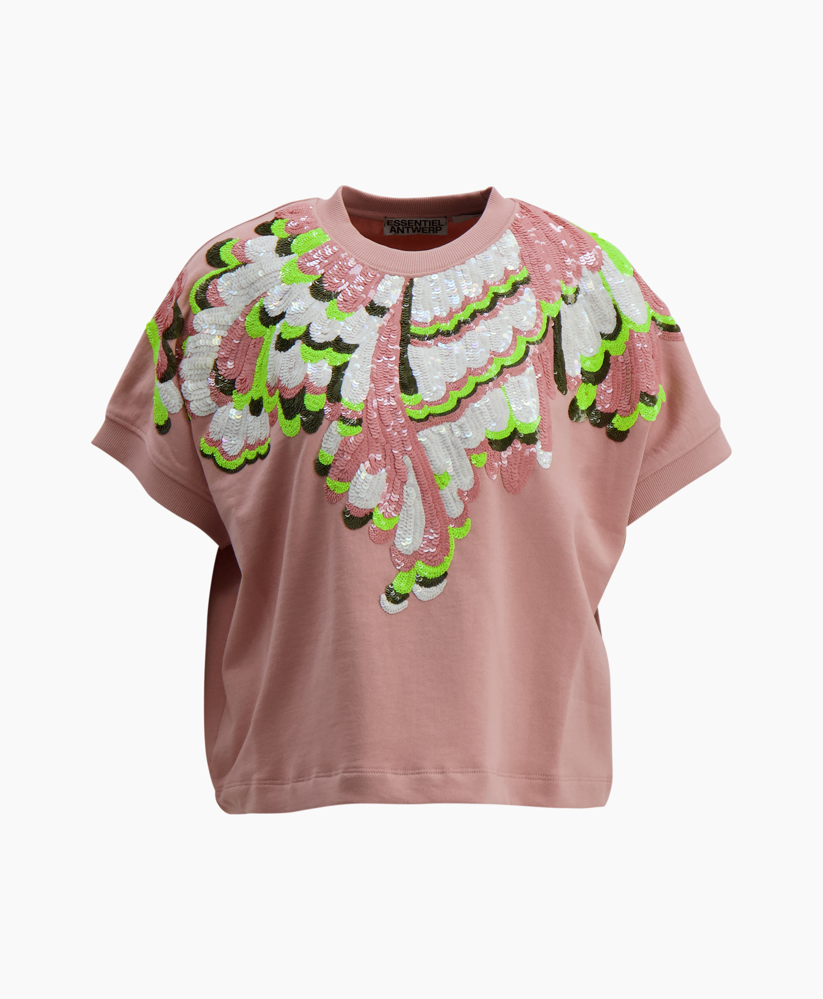 t-shirt, embellished, sequins, pink, short-sleeve