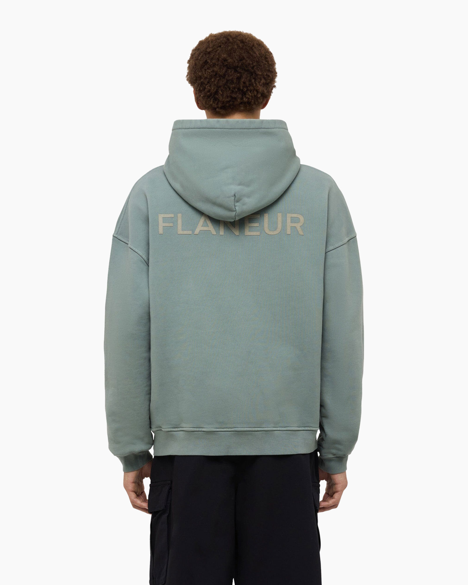 Hoodie Double Logo Washed midden groen