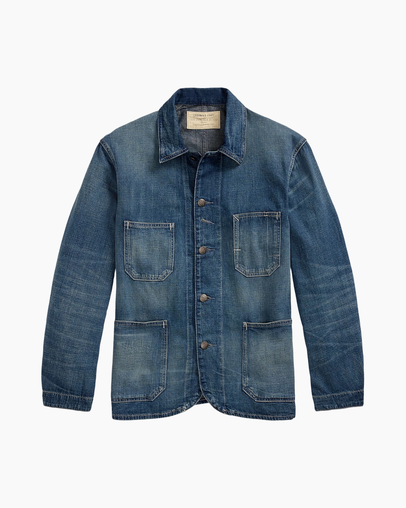 denim, jasje, blauw, zakken, knopen