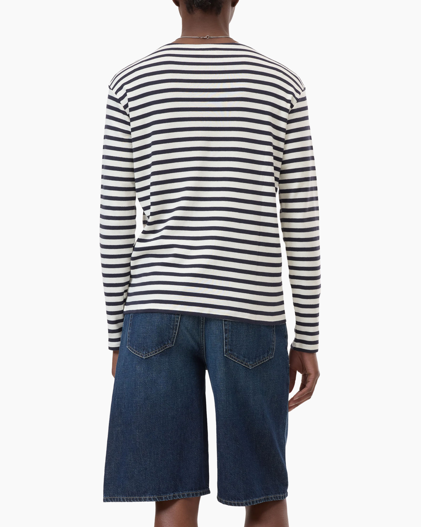 gestreept shirt, lange mouwen, marineblauw wit, rond hals, brei shirt