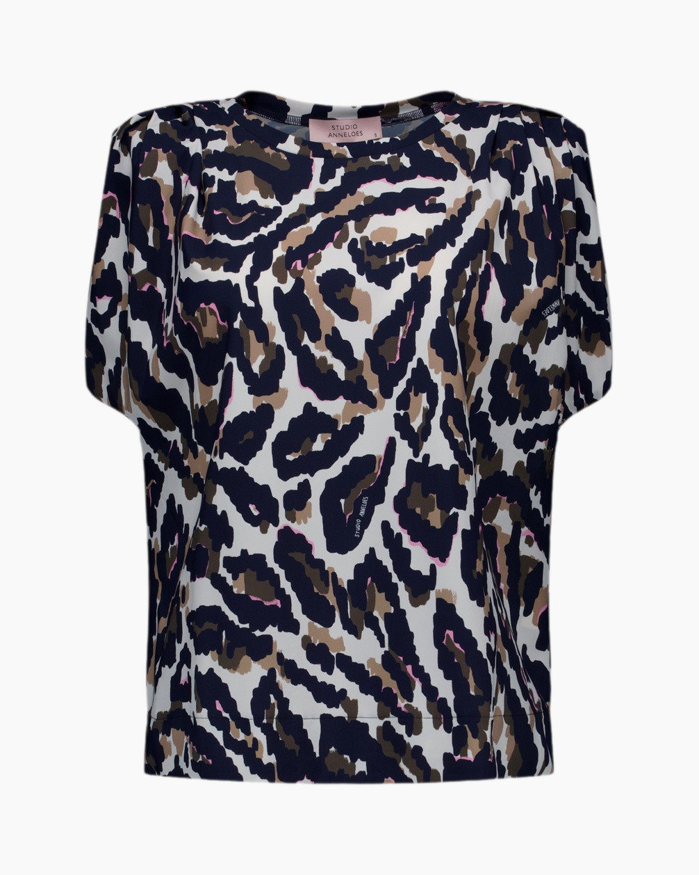 leopardenprint, top, korte mouwen, t-shirt, top