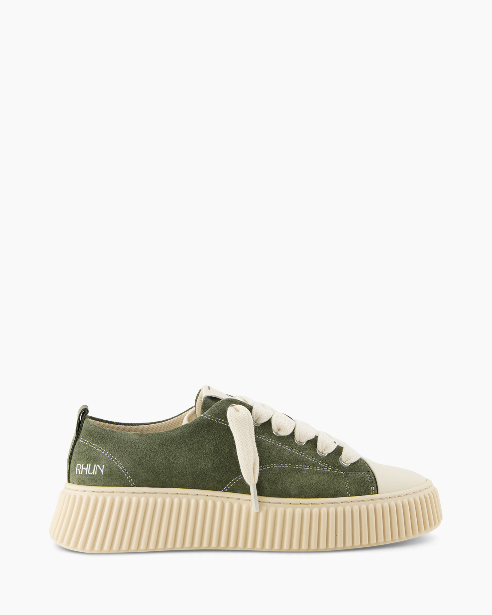 groen, sneaker, lage snit, veters, platformzool