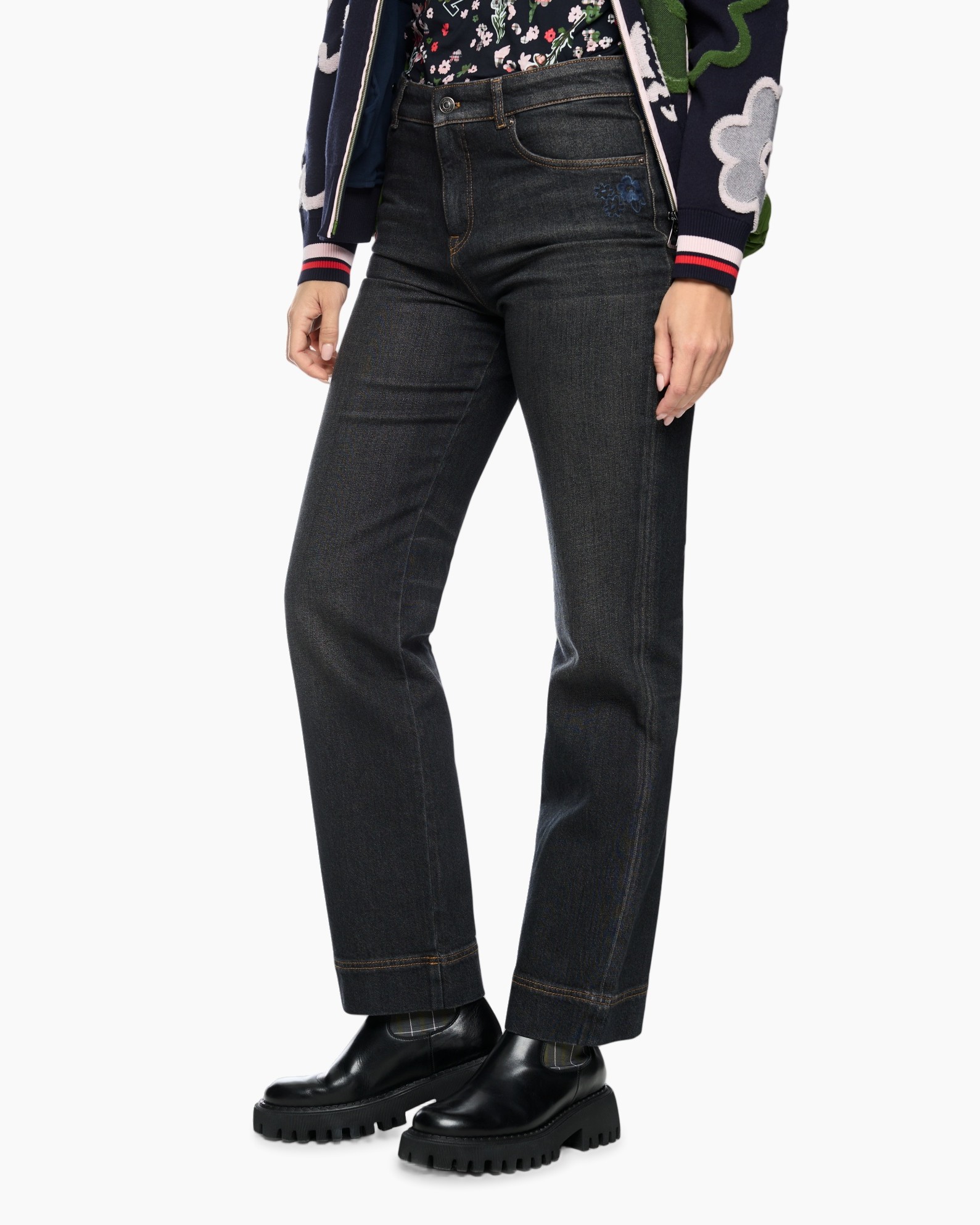 spijkerbroek,  denim, broeken, donkergeverfd, recht model