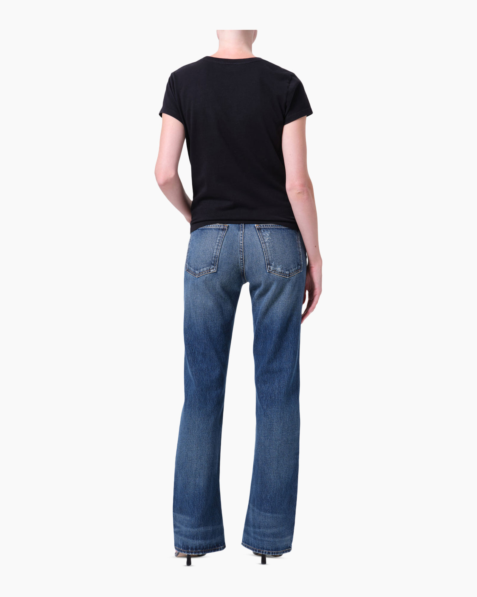 spijkerbroek, denim, wijdelijn, platte voorkant, blauw
