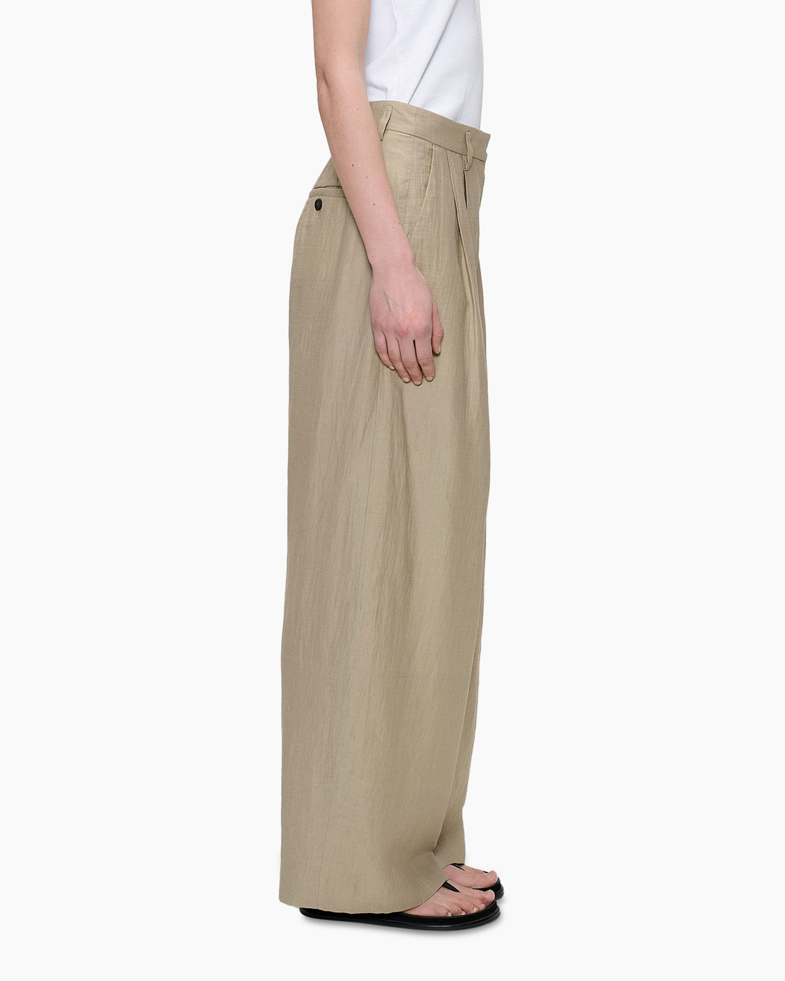 pants, wide-leg, beige, linen, slacks