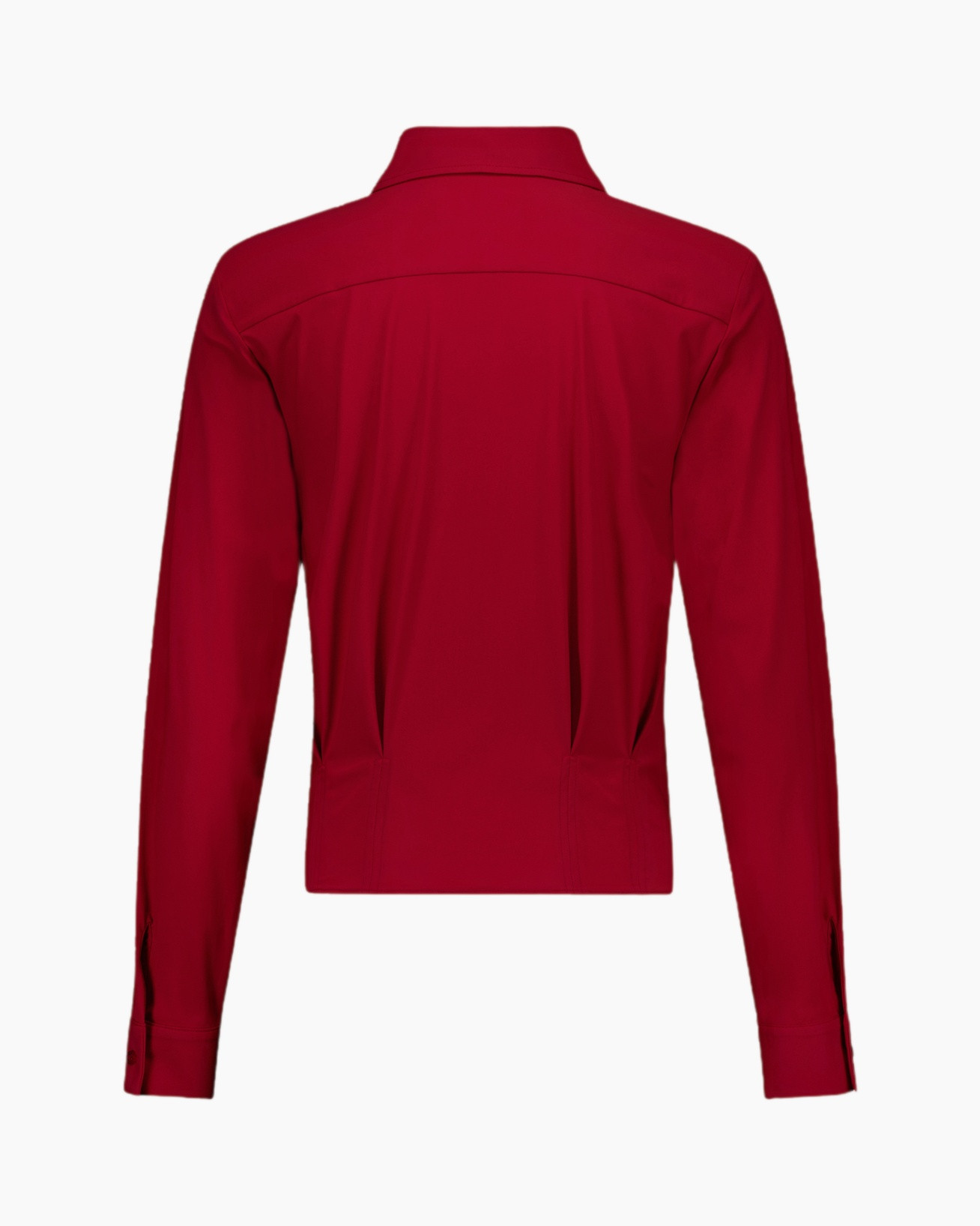 shirt, blouse, rood, knopenvaste, kraag