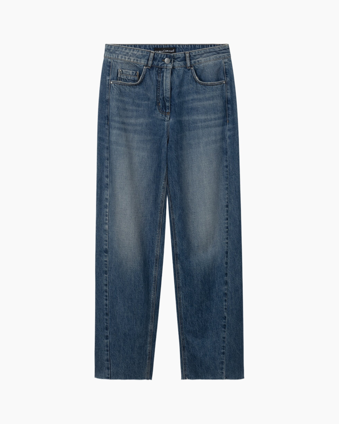 jeans, denim, straight leg, blue, distressed