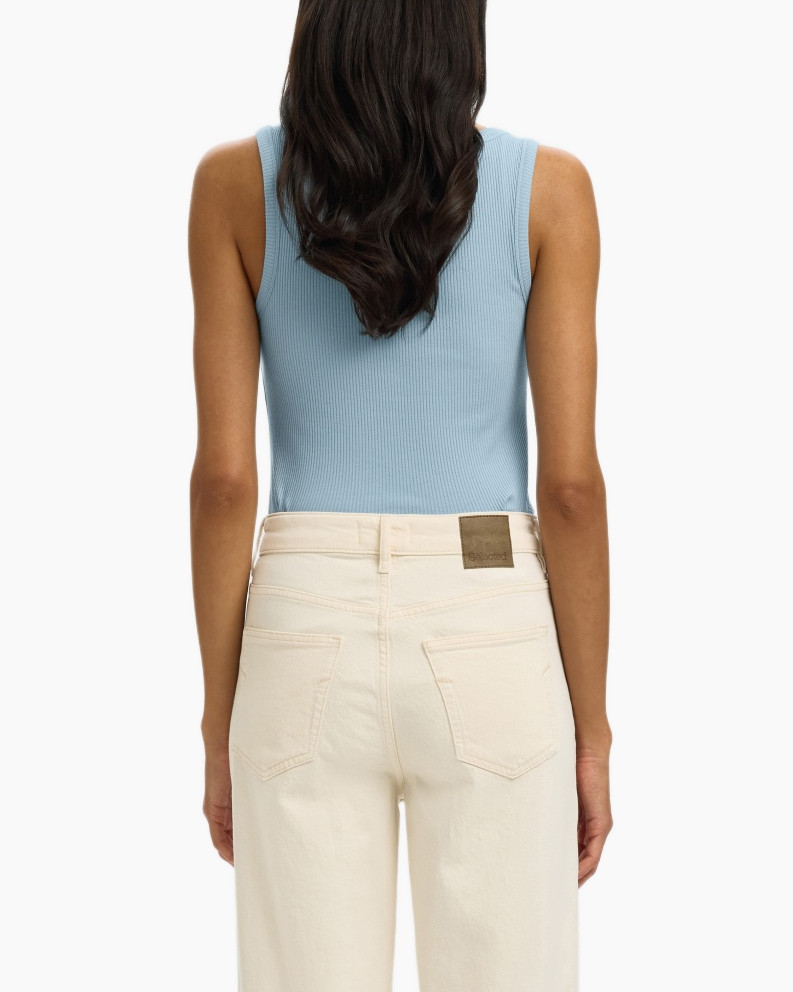 tank top, ribbed knit, sleeveless, blue, women