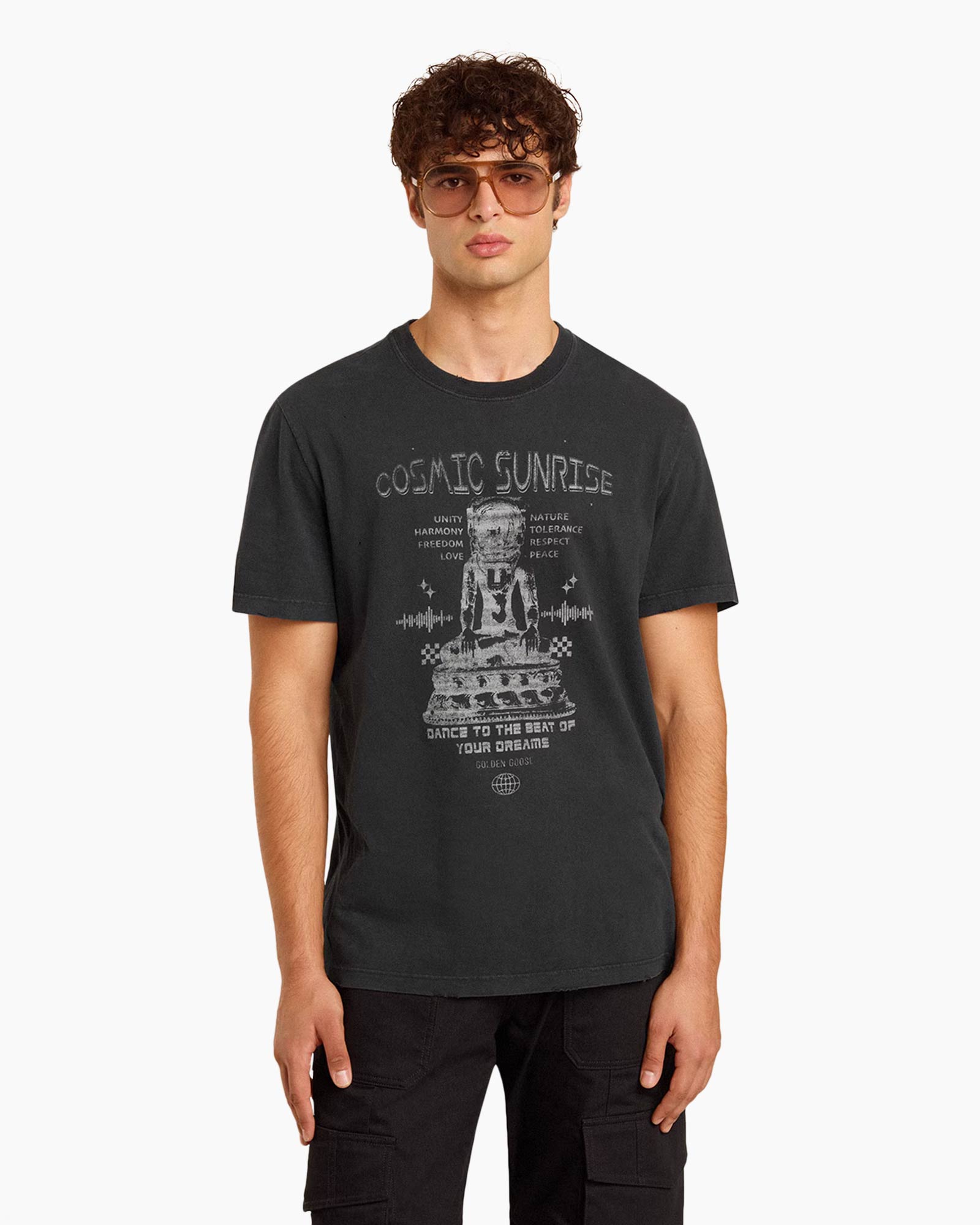 T-shirt Korte Mouw Journey M's Regular Dyed Printe Zwart