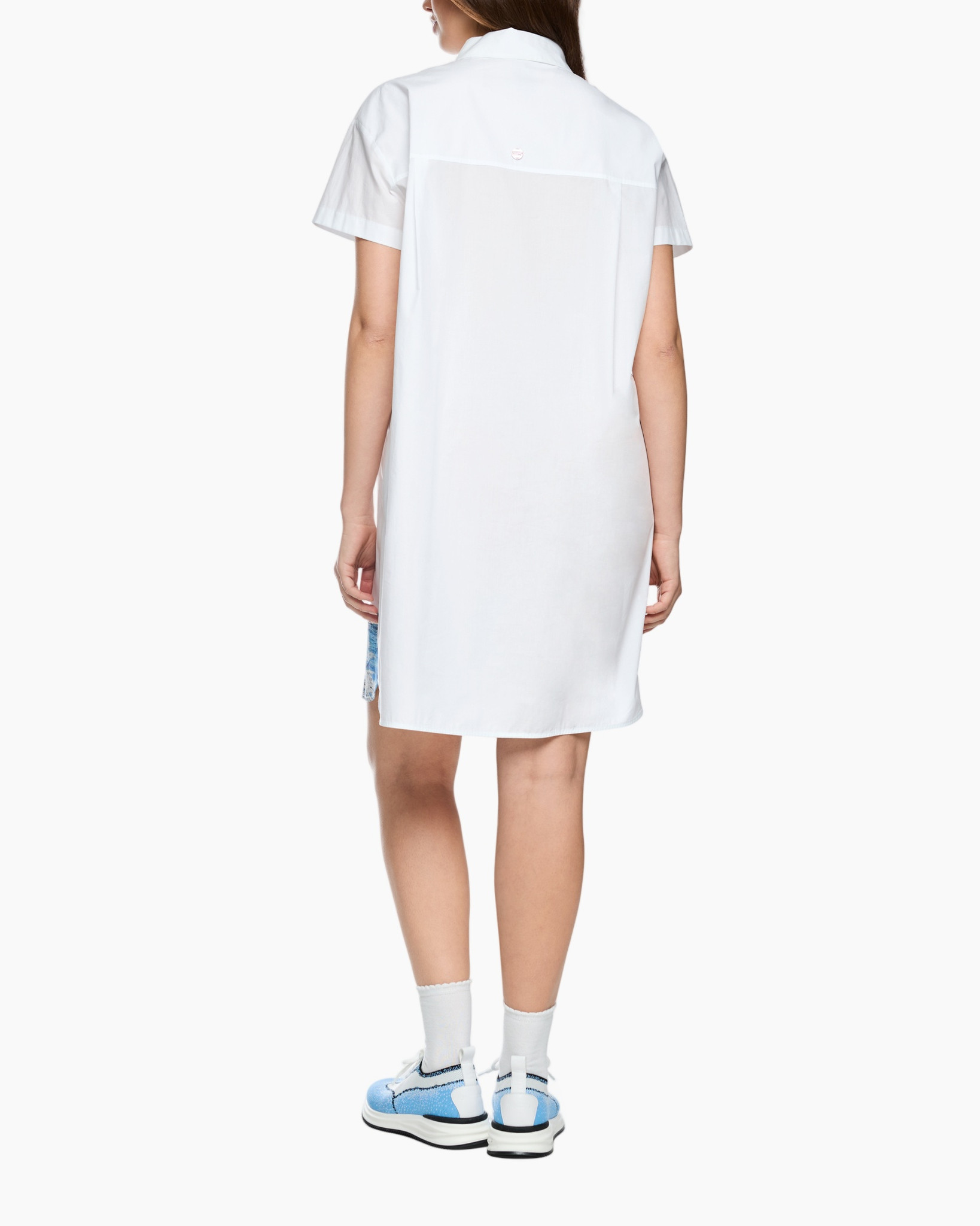 shirt dress, short sleeves, button-down, sailboat print, white