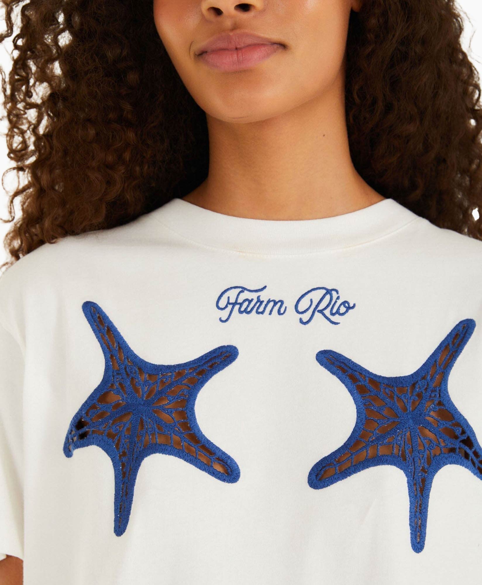 t-shirt, graphic, sterretjievis, blauw, borduursel
