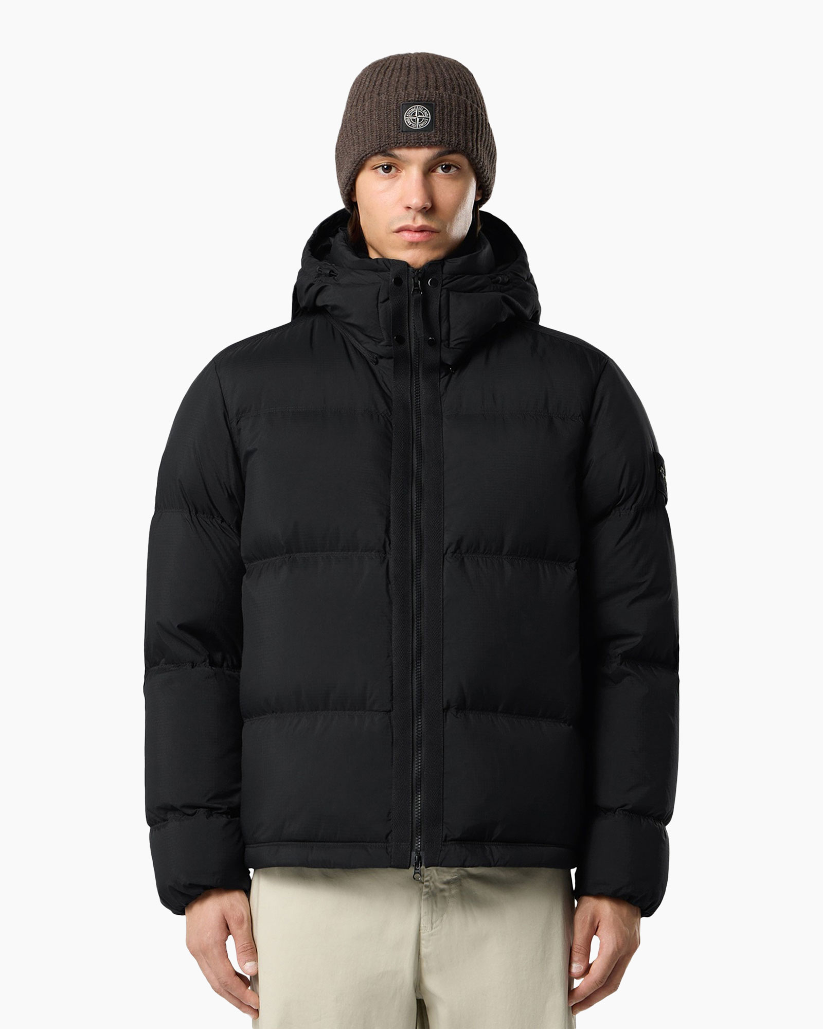 Bodywarmer, zwart, gekropt, geseal, gestikt