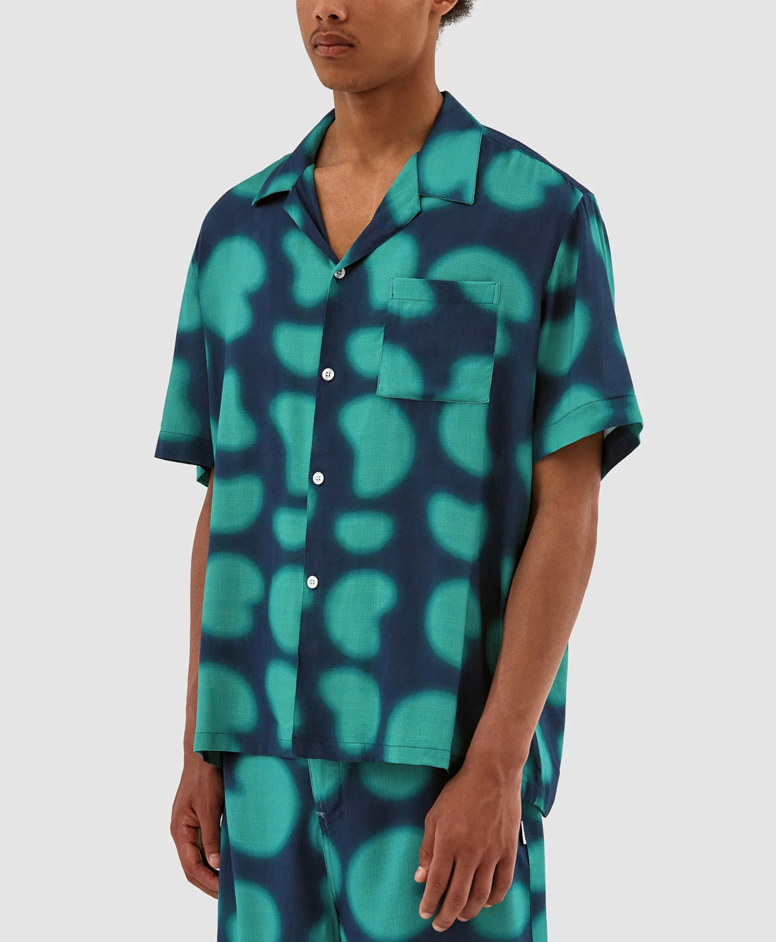 Arte Antwerp Overshirt Digital Print Bowling Donker Blauw