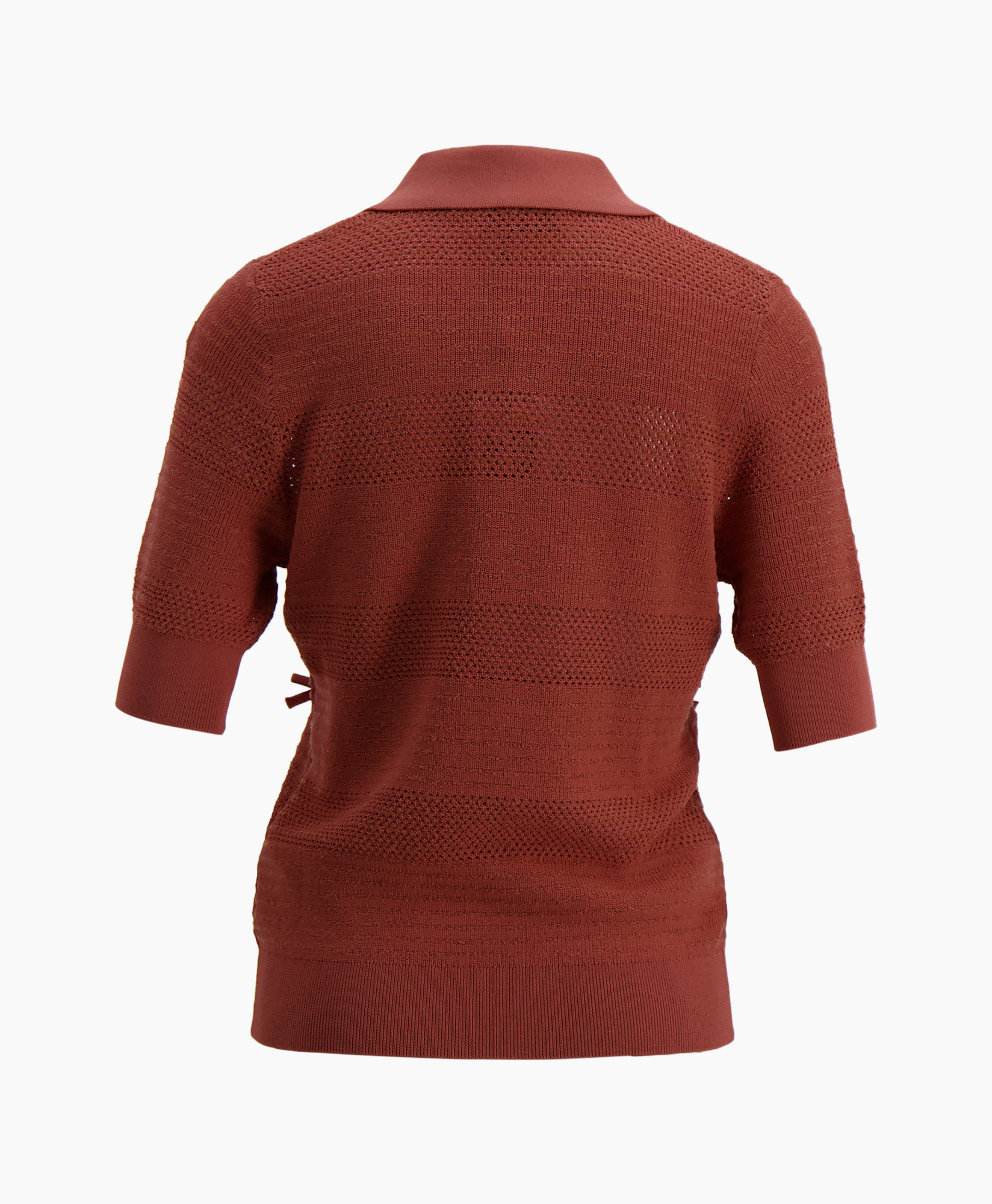 pullover, knit, short sleeve, collar, bow details