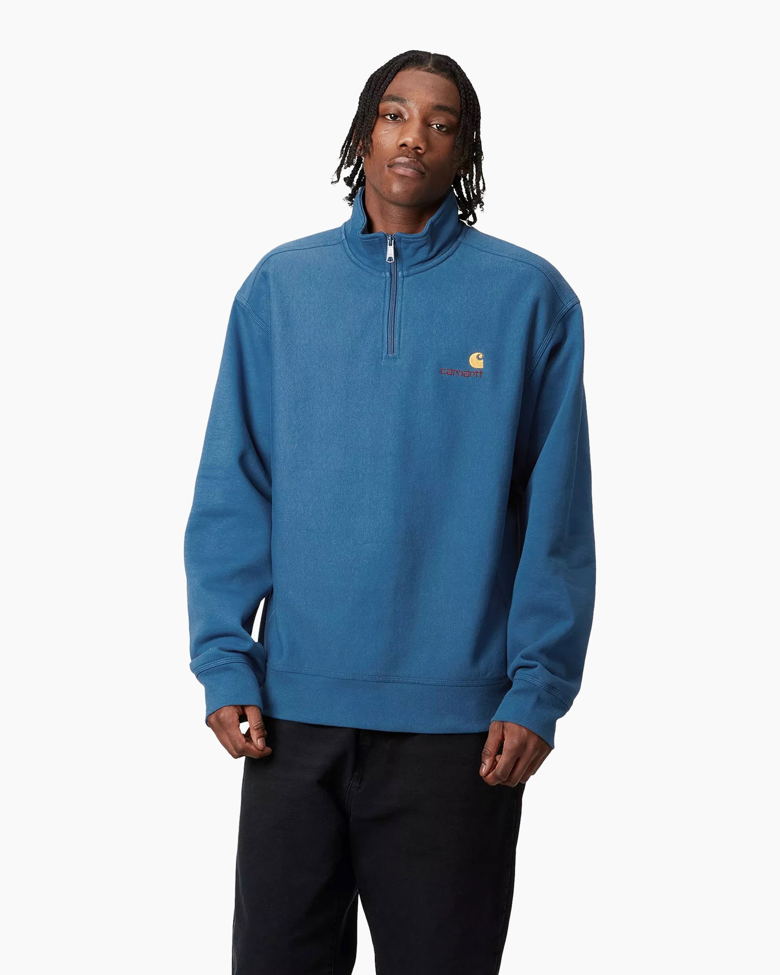 Sweater Half Zip American Script Blauw