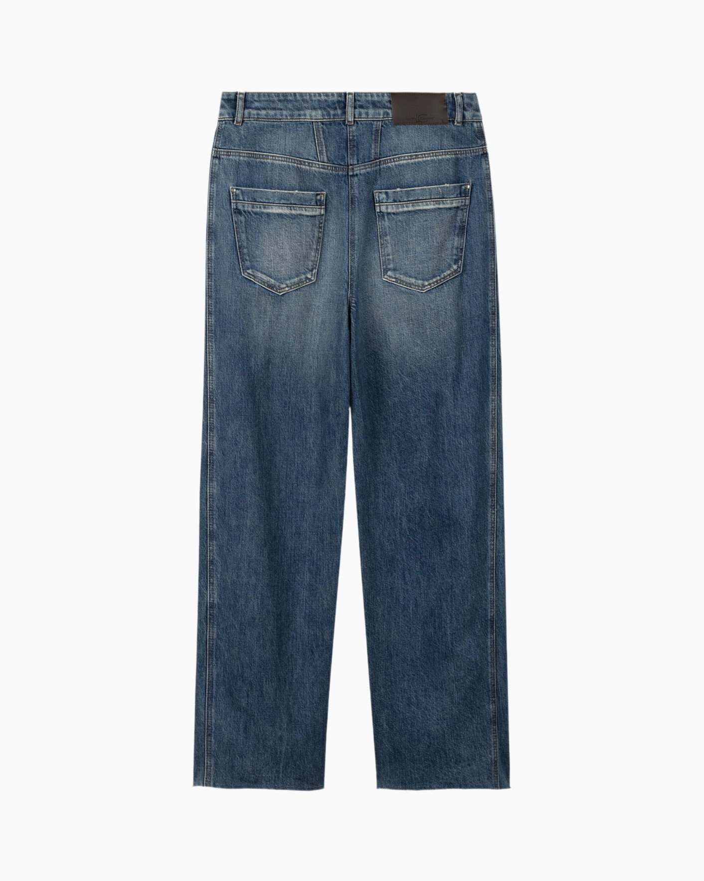 jeans, denim, back pockets, blue, straight leg