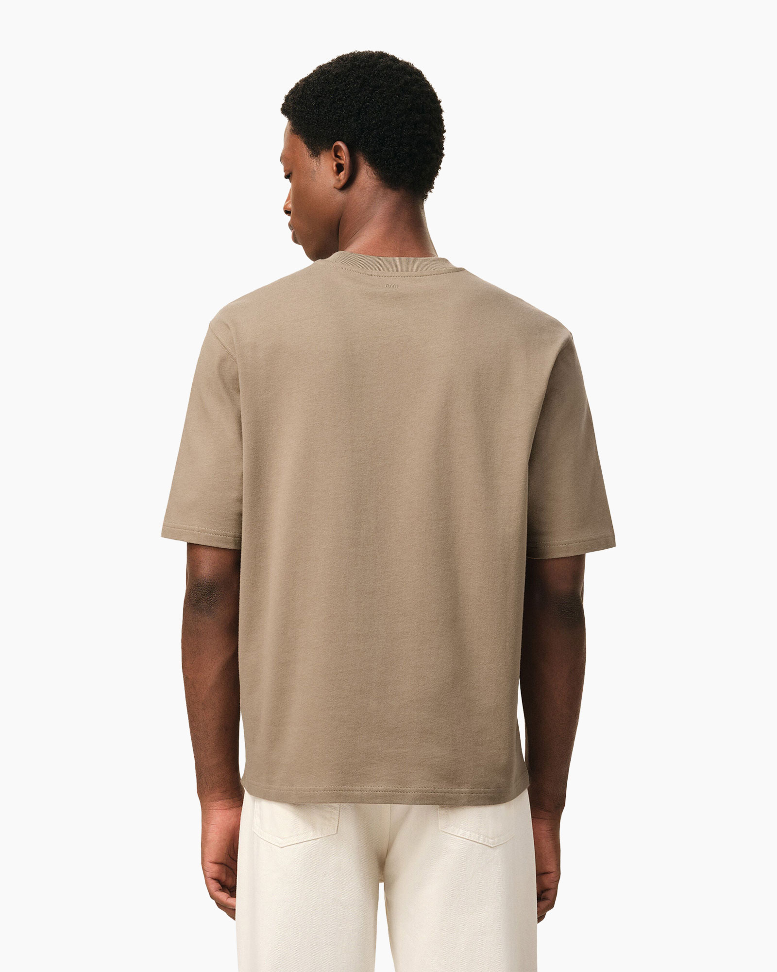 t-shirt, mouwloos, beige, kraagloos, eenvoudig