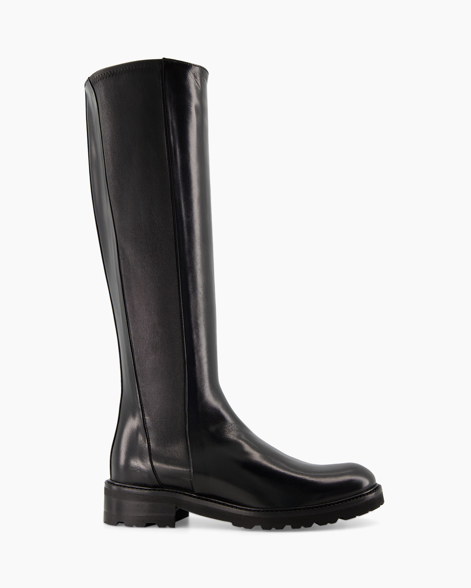 laarzen, kniehoge, zwart, leder, zool