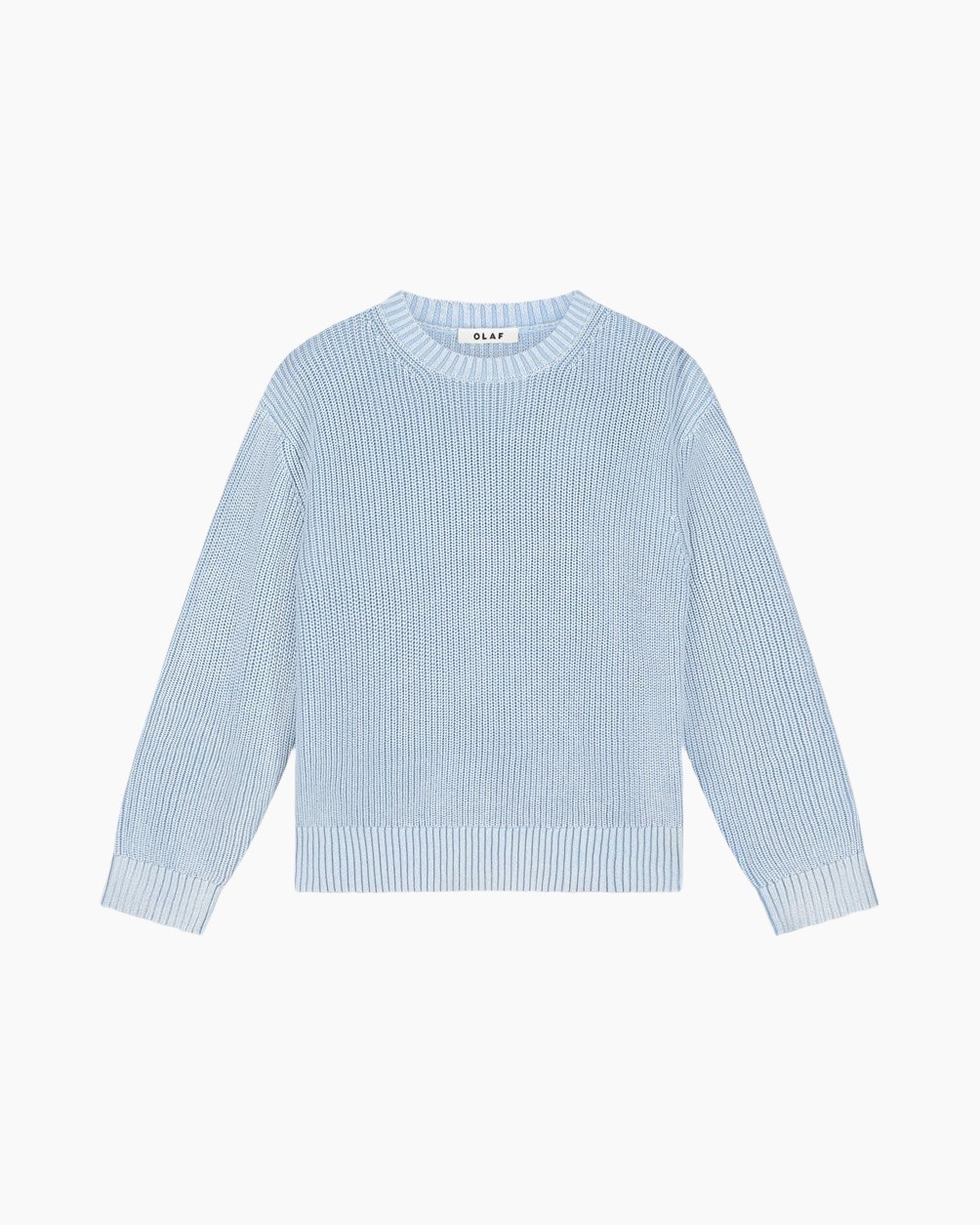 trui, katoen? (note: avoid guessing material), lichtblauw, rundekraag? (not ideal), pullover