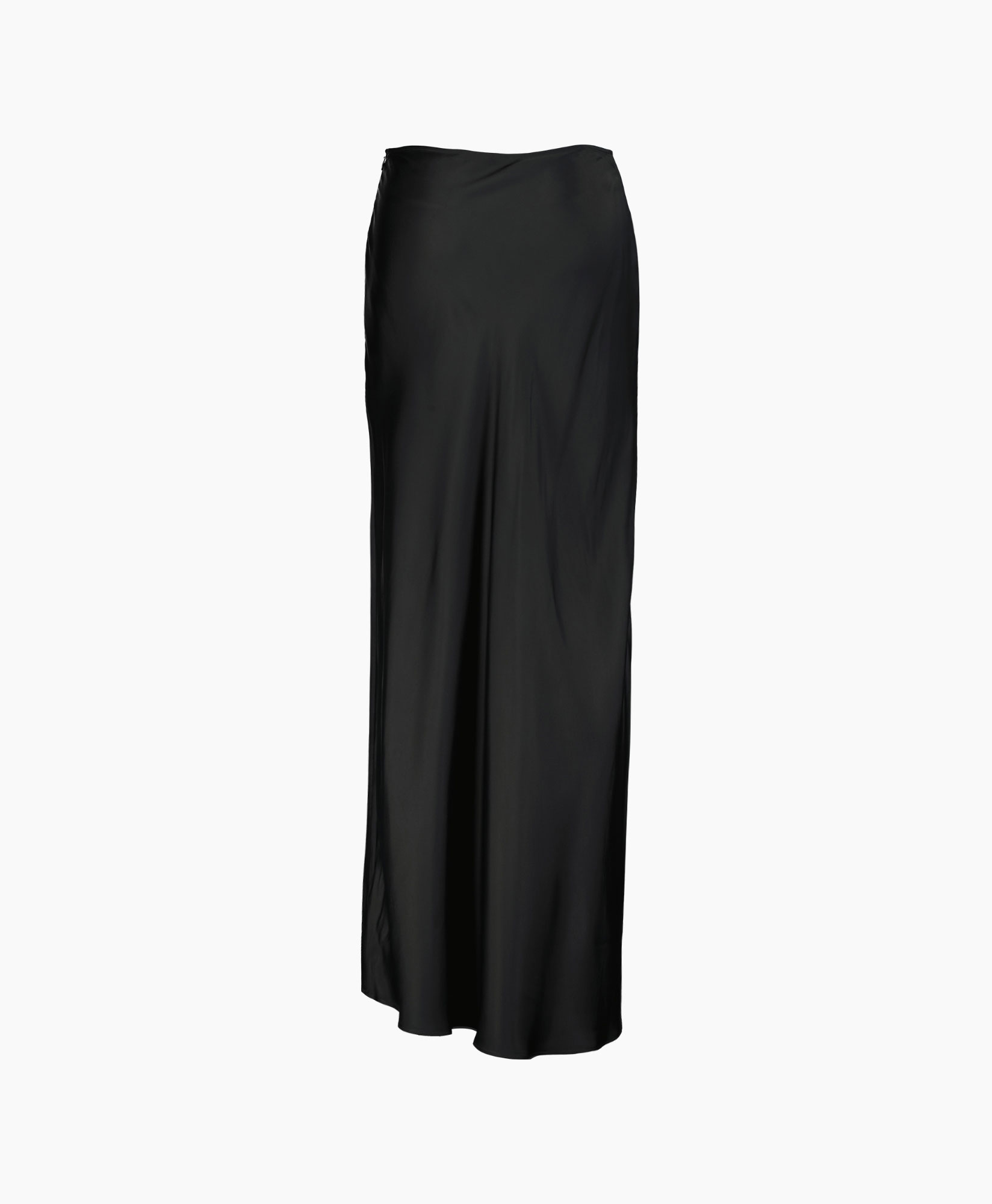 Midi Rok Long Satin Zwart