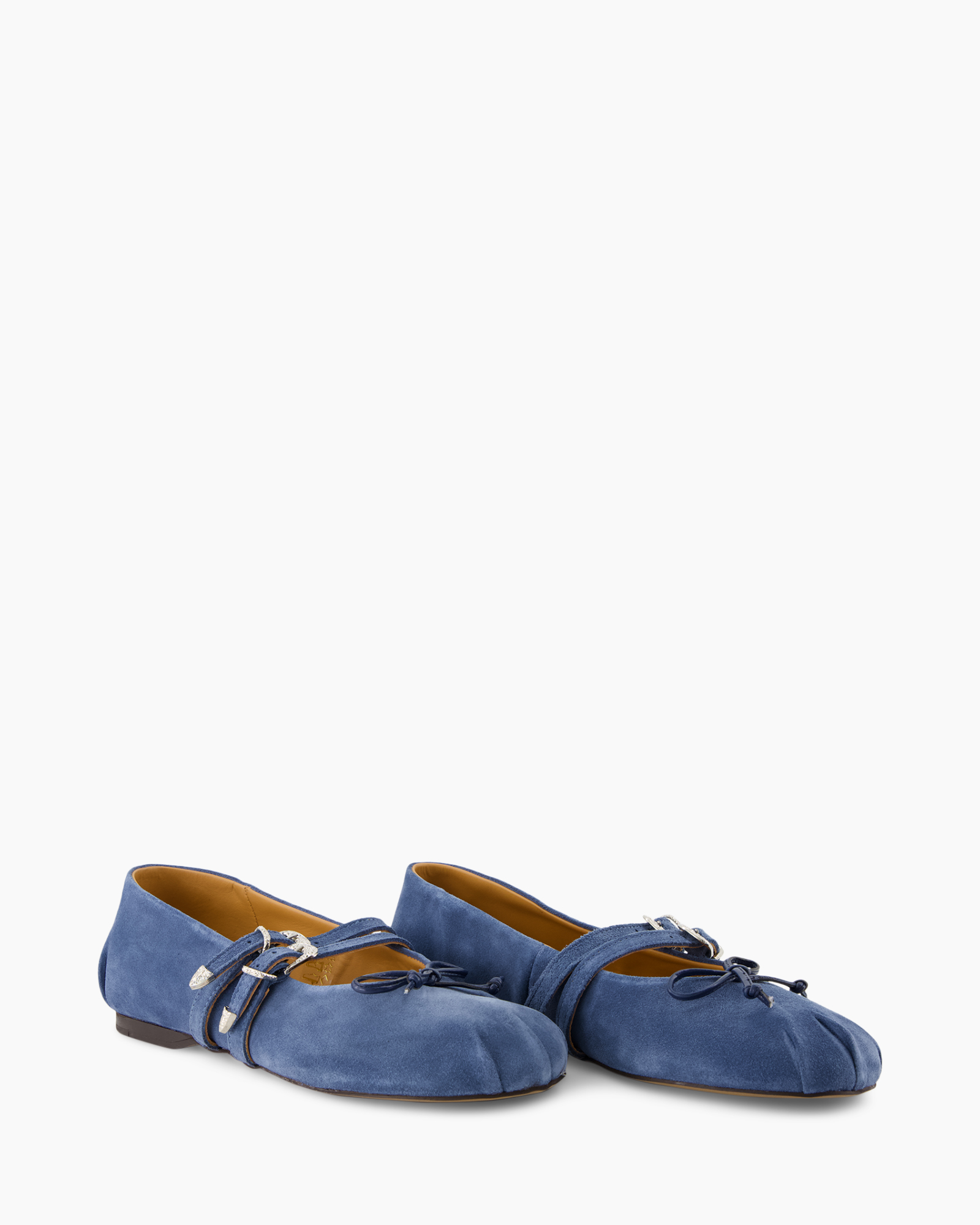 pantoffels, balettschoenen, blauw, suede, platte