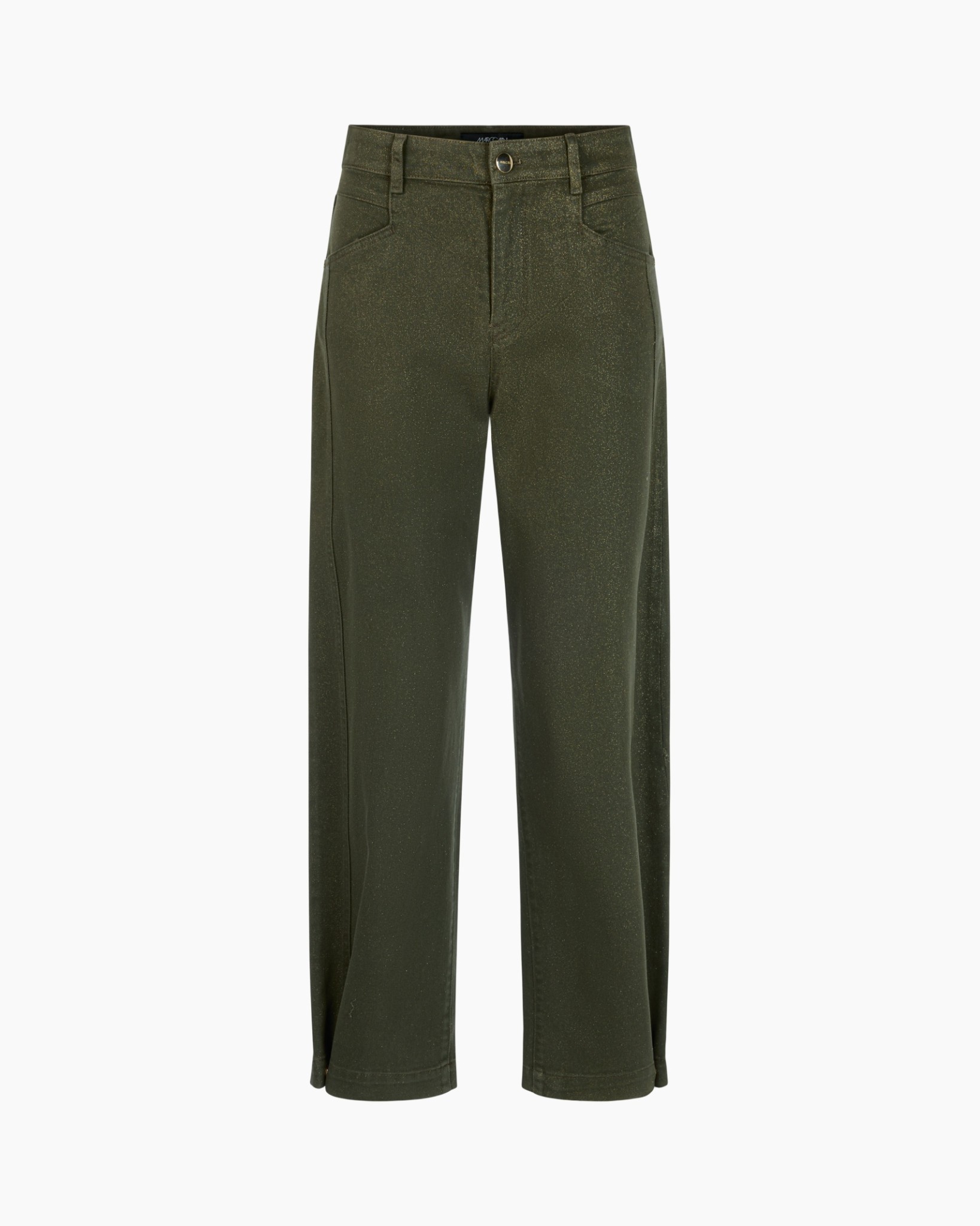broek, slack, olijfgroen, glitter, wijdte pijp