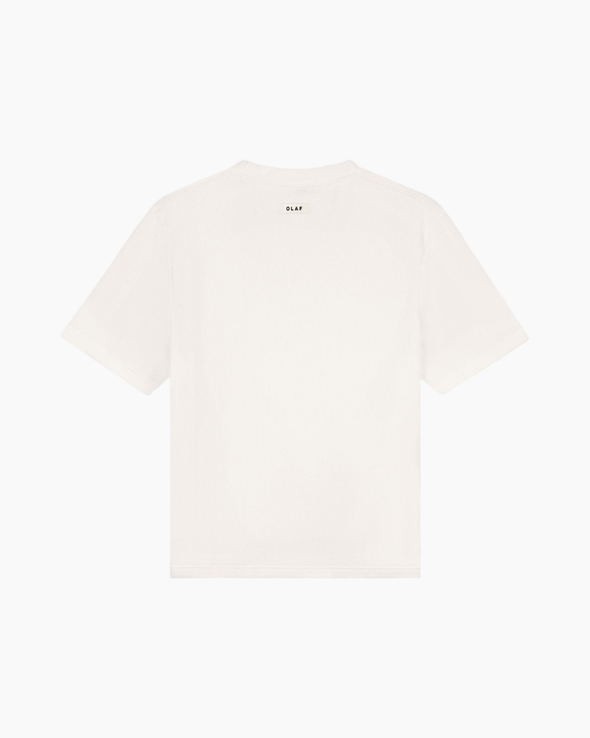 t-shirt, korte mouwen, wit, ribbel, terug etiket OLAF