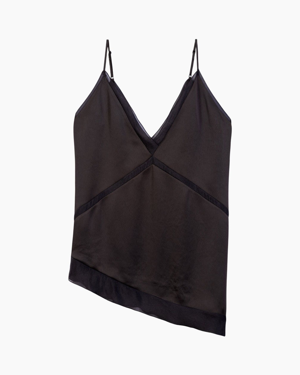 tanktop, mouwloos, zwart, slip, afwerkingen