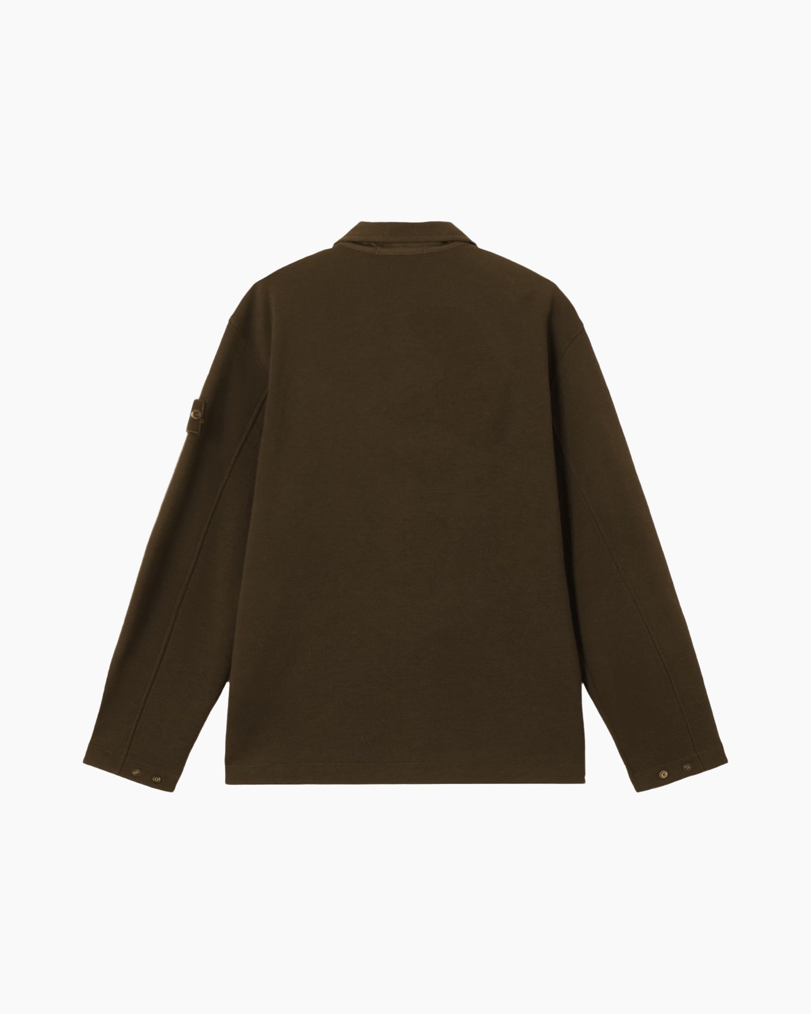 shirt, lángsleeve, bruin, kraag, achter